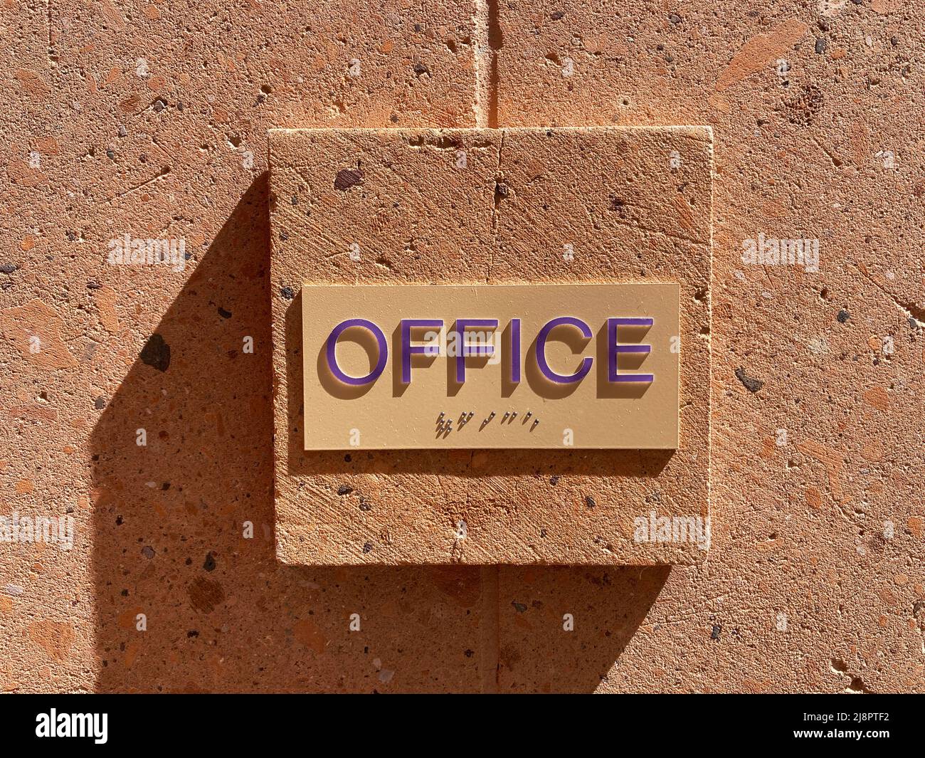 Office sign with tactile text. Stock Photo
