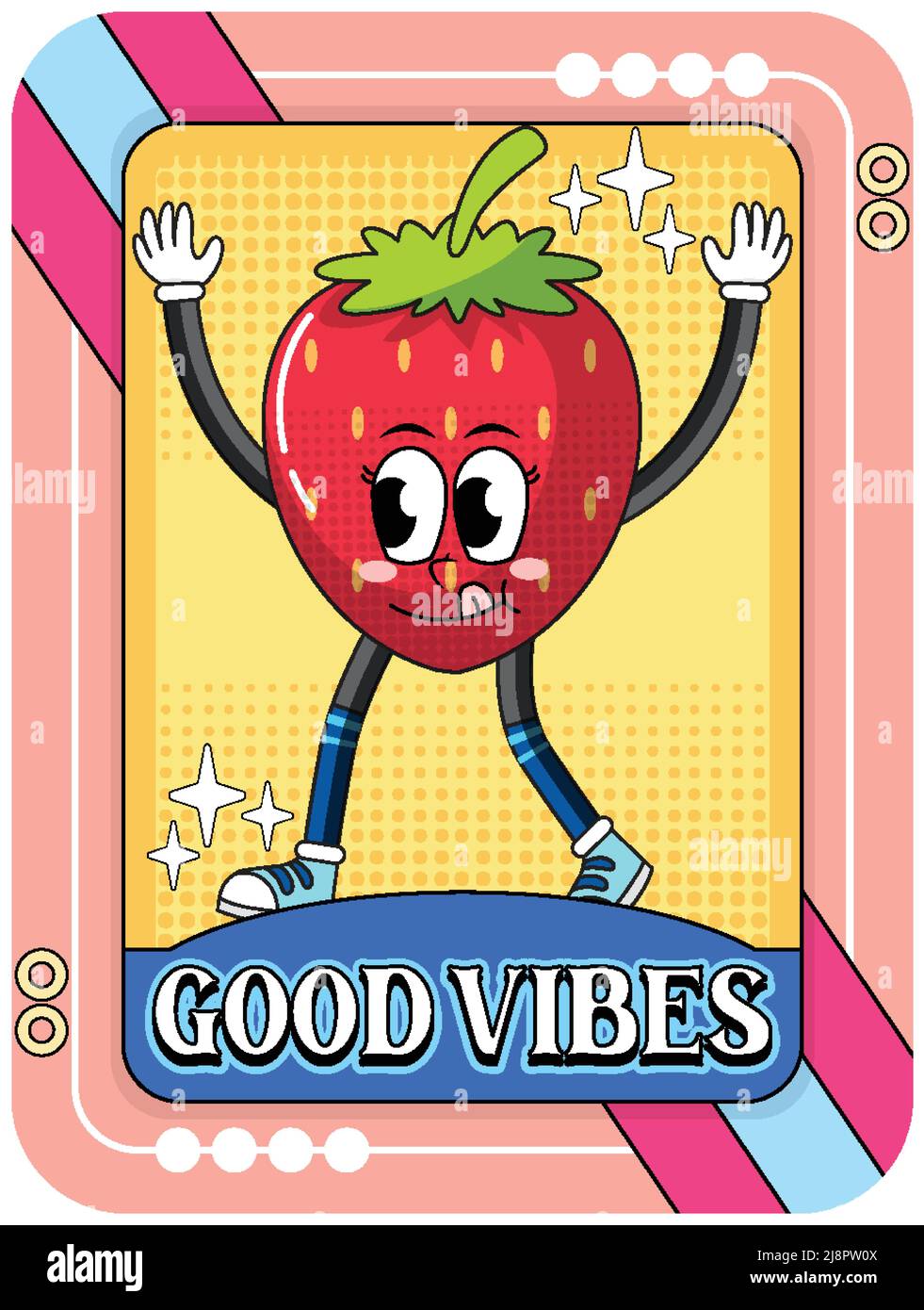 Funny strawberry cartoon character illustration Stock Vector Image