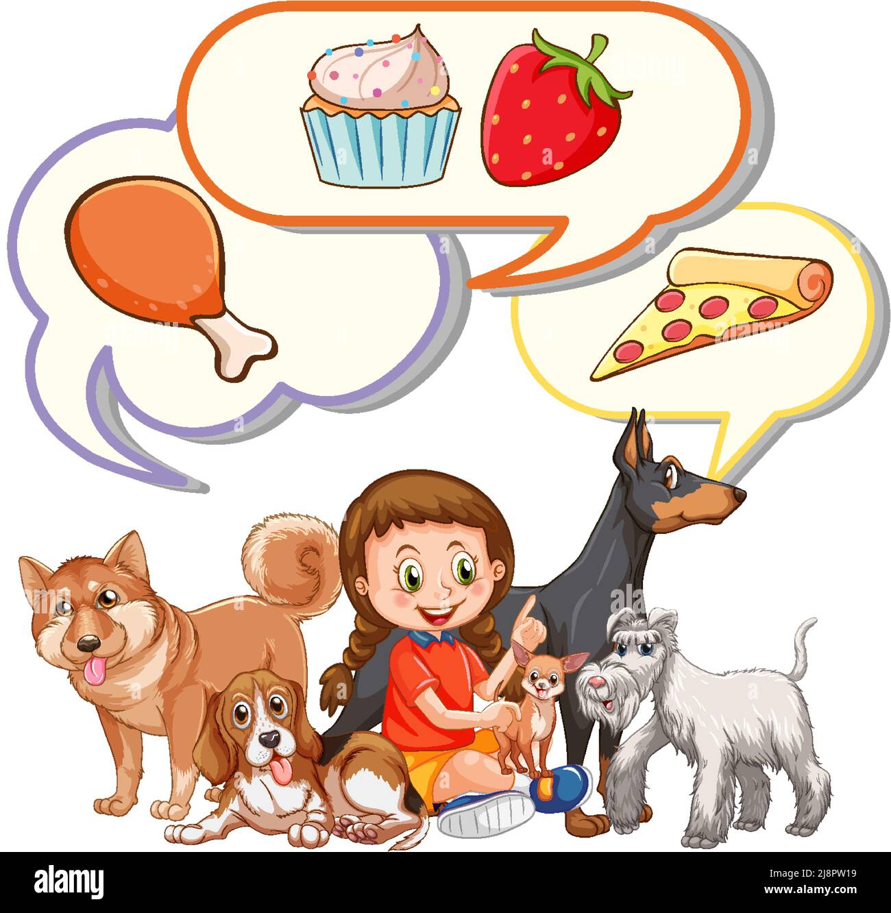 Speech bubble with girl and dogs illustration Stock Vector Image & Art ...