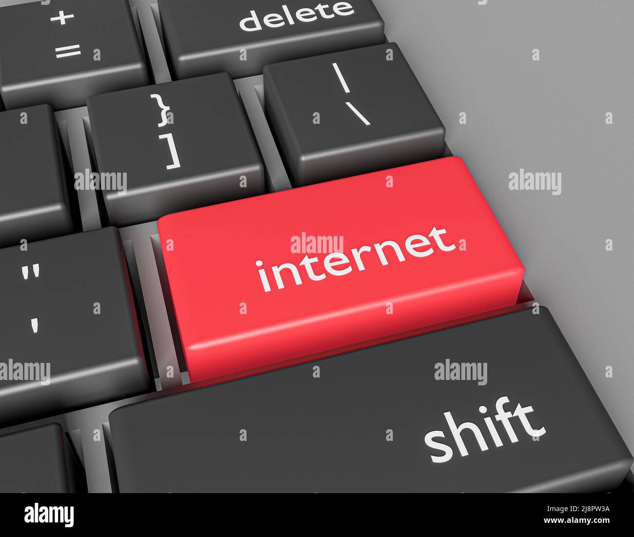 Internet concept. Word Internet on button of computer keyboard. 3d ...