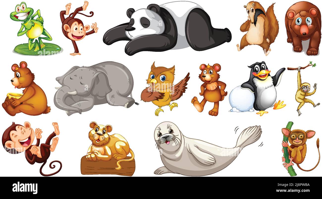 Wild animals on white background illustration Stock Vector Image & Art ...