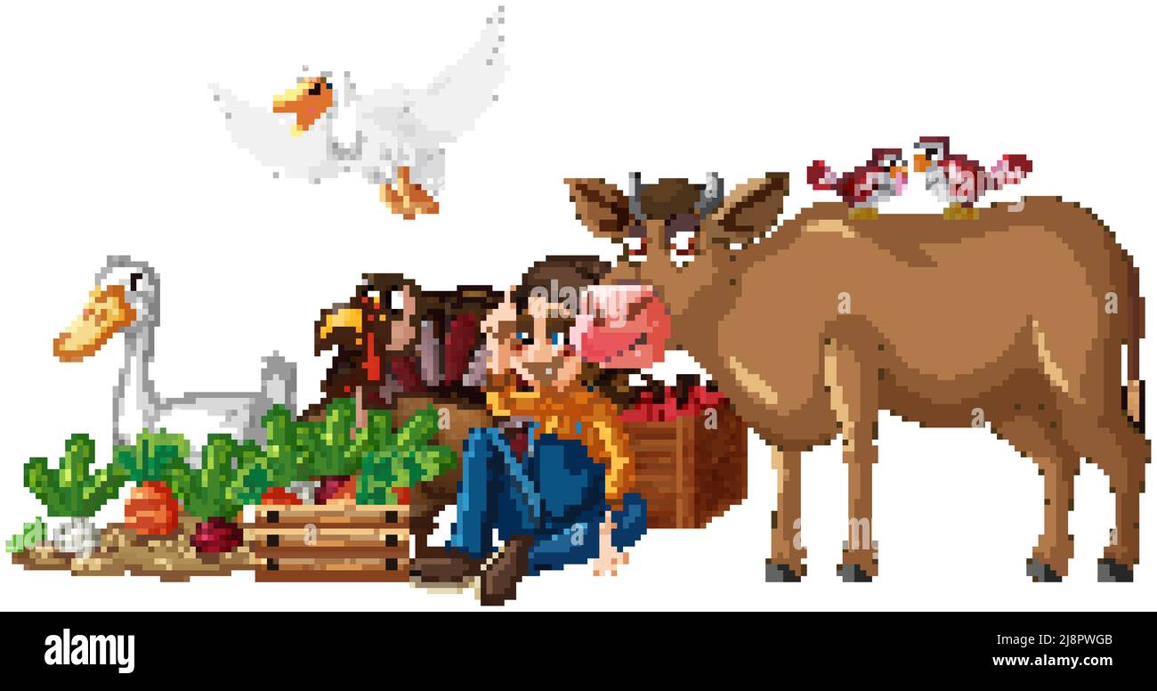 Farm animals on white background illustration Stock Vector Image & Art ...