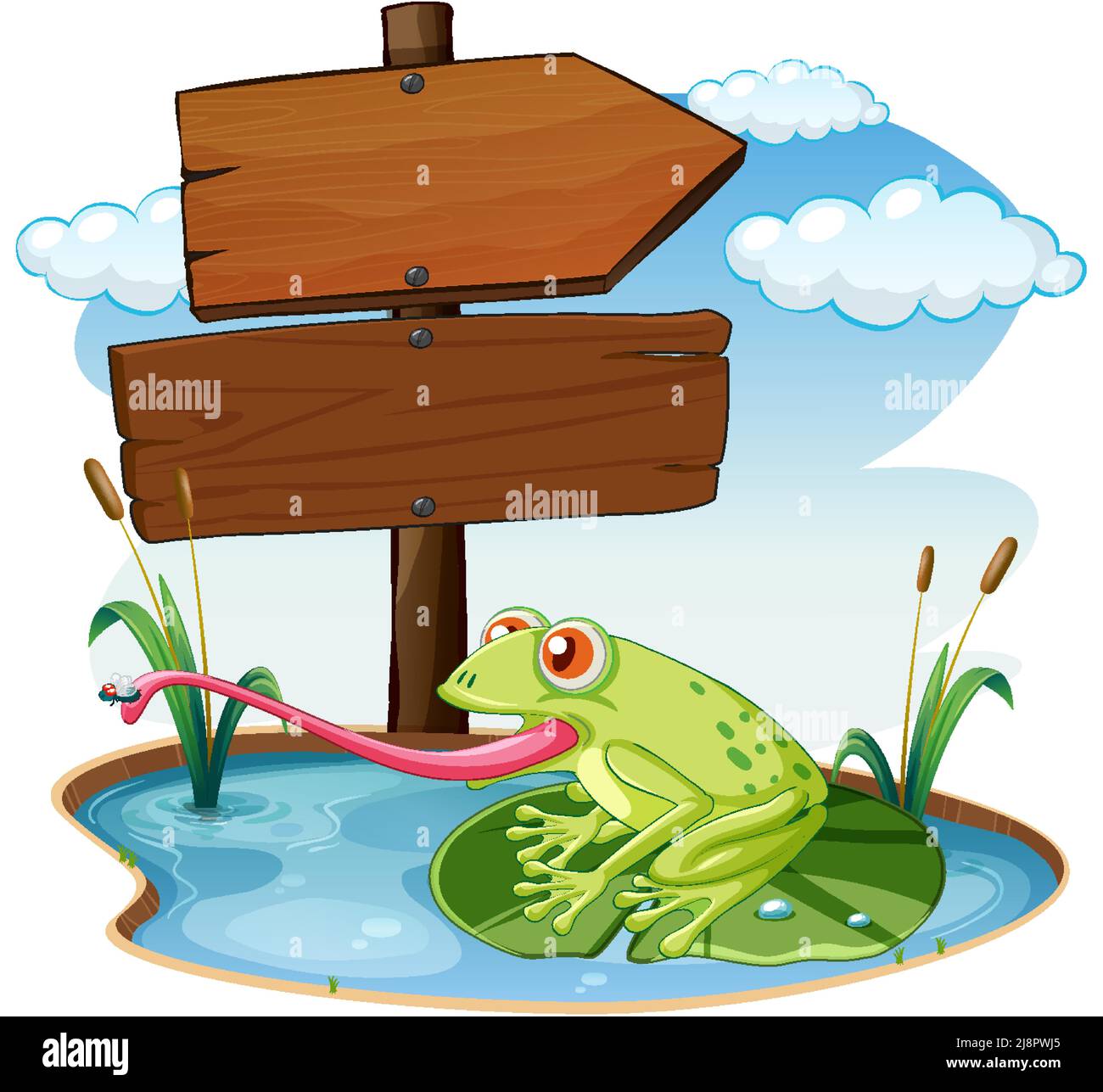 Sign board with frog on white background illustration Stock Vector ...