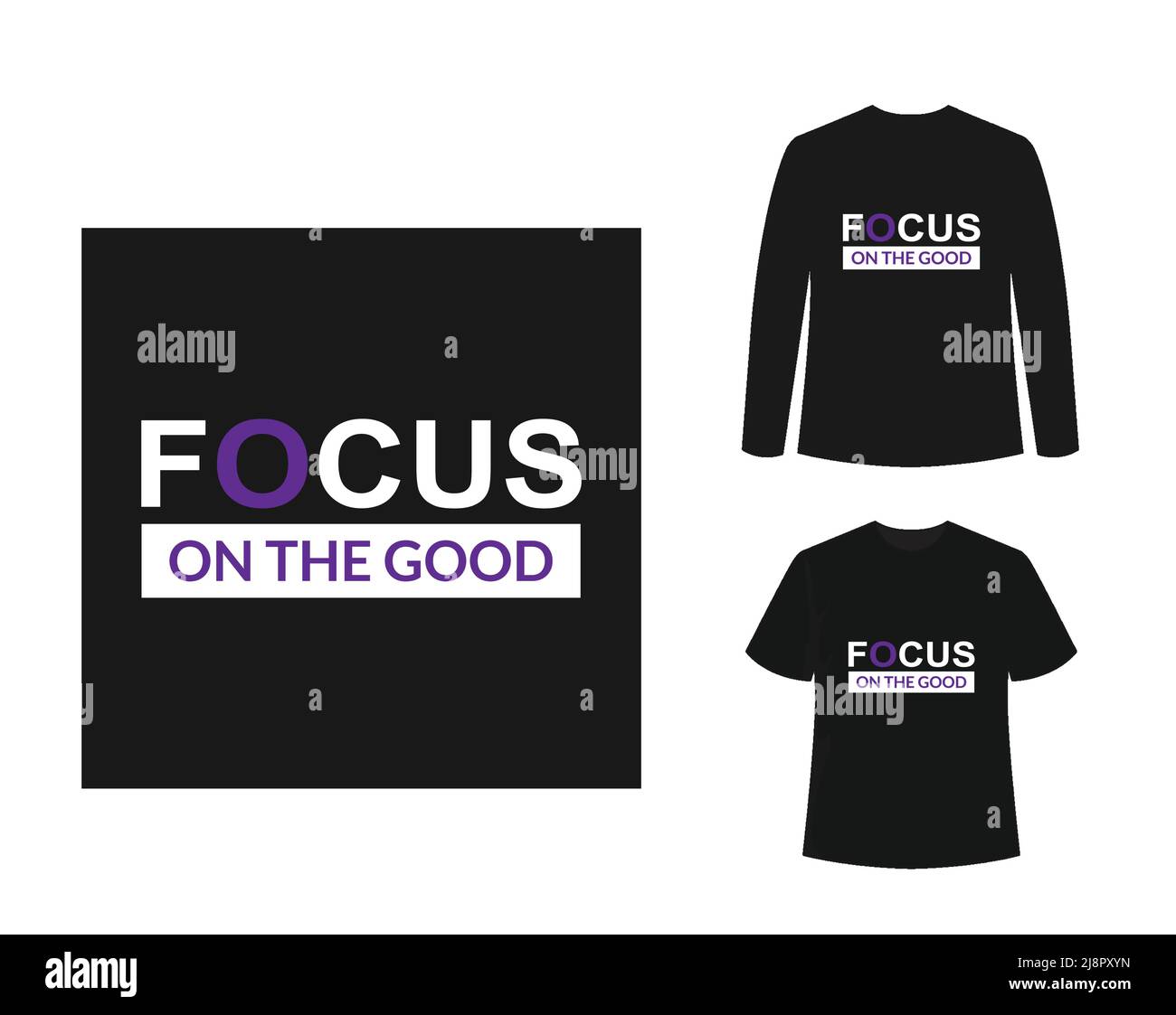 Focus on the Good t-shirt with a black shirt mockup. Front view. Vector illustration template. Stock Vector