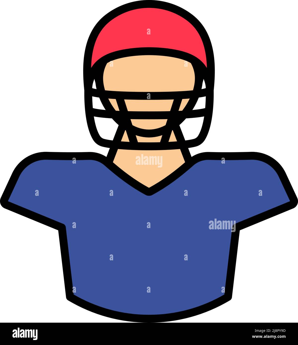 American Football Player Icon. Editable Bold Outline With Color Fill