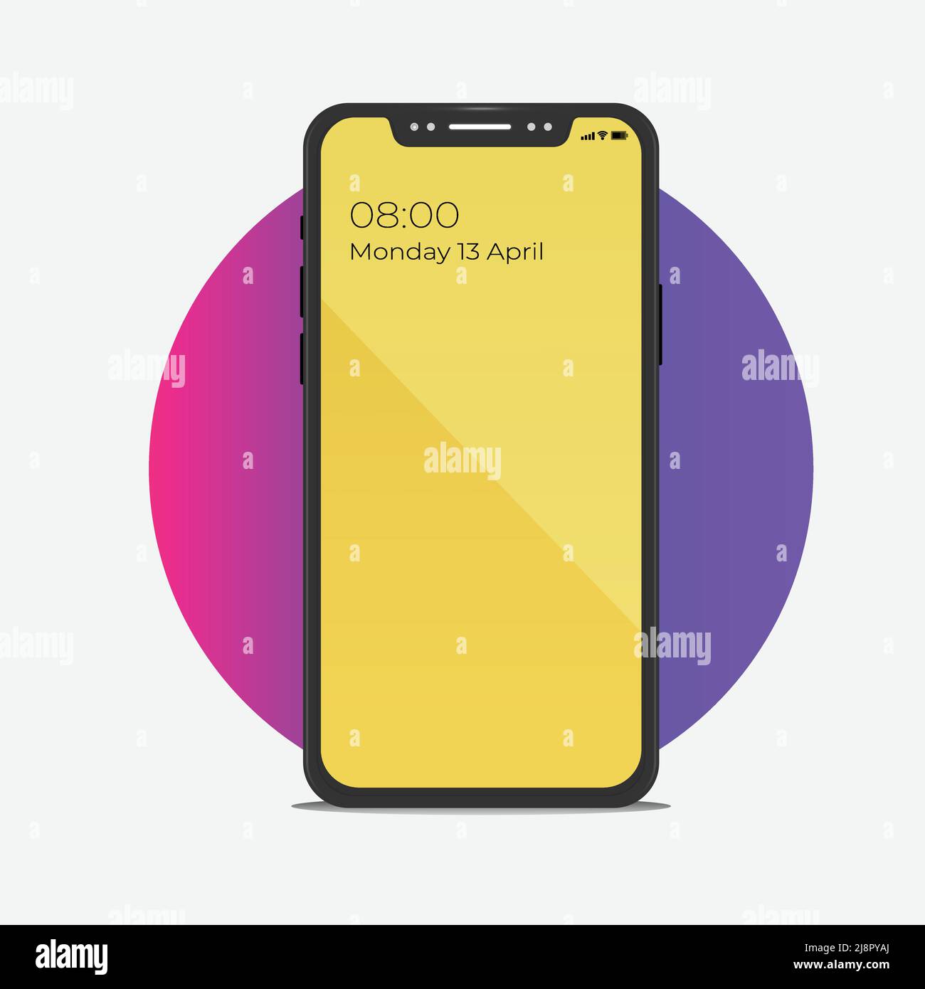 Realistic Mockup Android smartphone empty screen front on circle