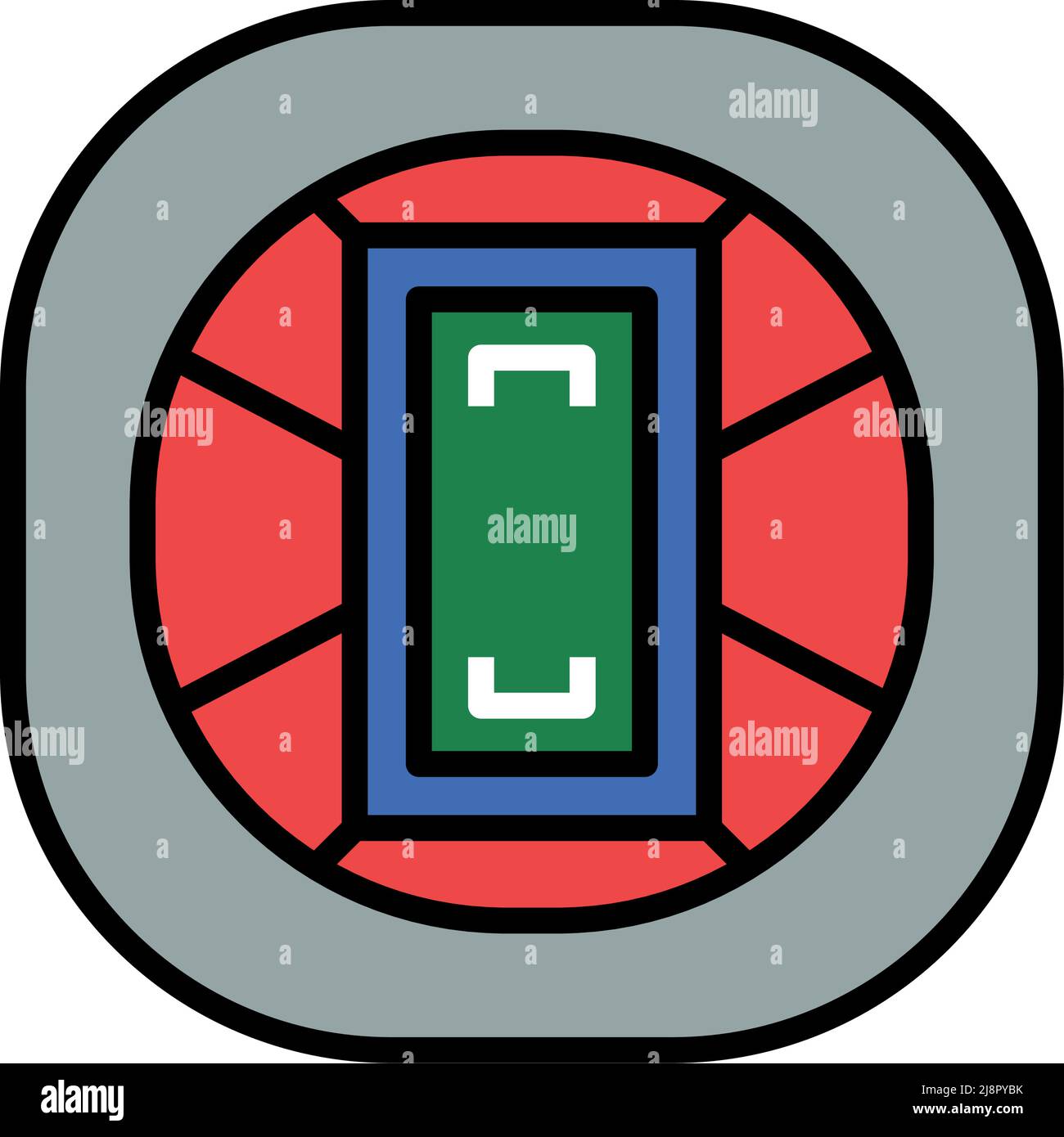 American Football Stadium Bird's-eye View Icon. Editable Bold Outline With Color Fill Design. Vector Illustration. Stock Vector