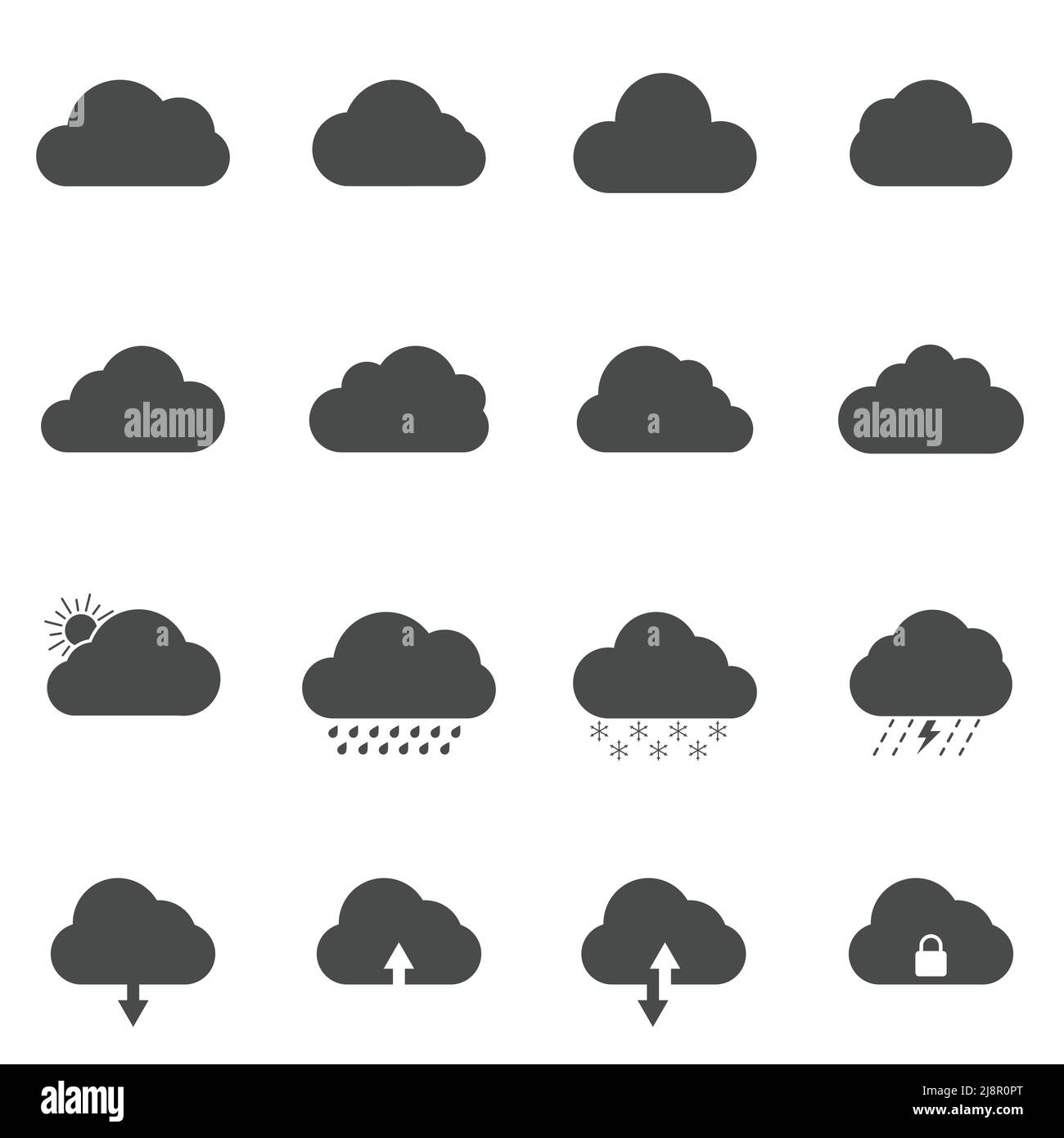Cloud icons different versatile shape weather and computer storage ...