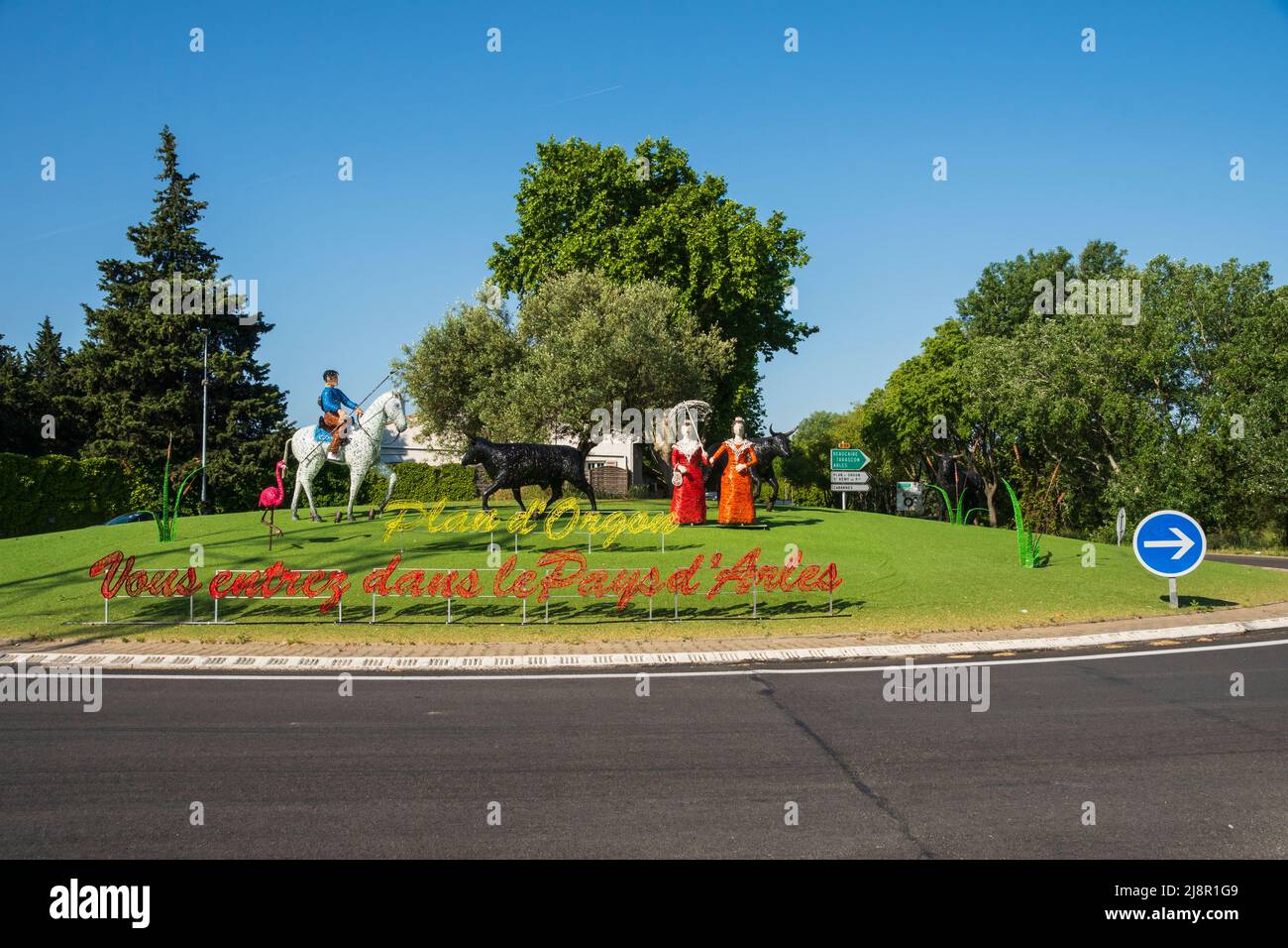 Traffic roundabout in France with artworks Stock Photo Alamy