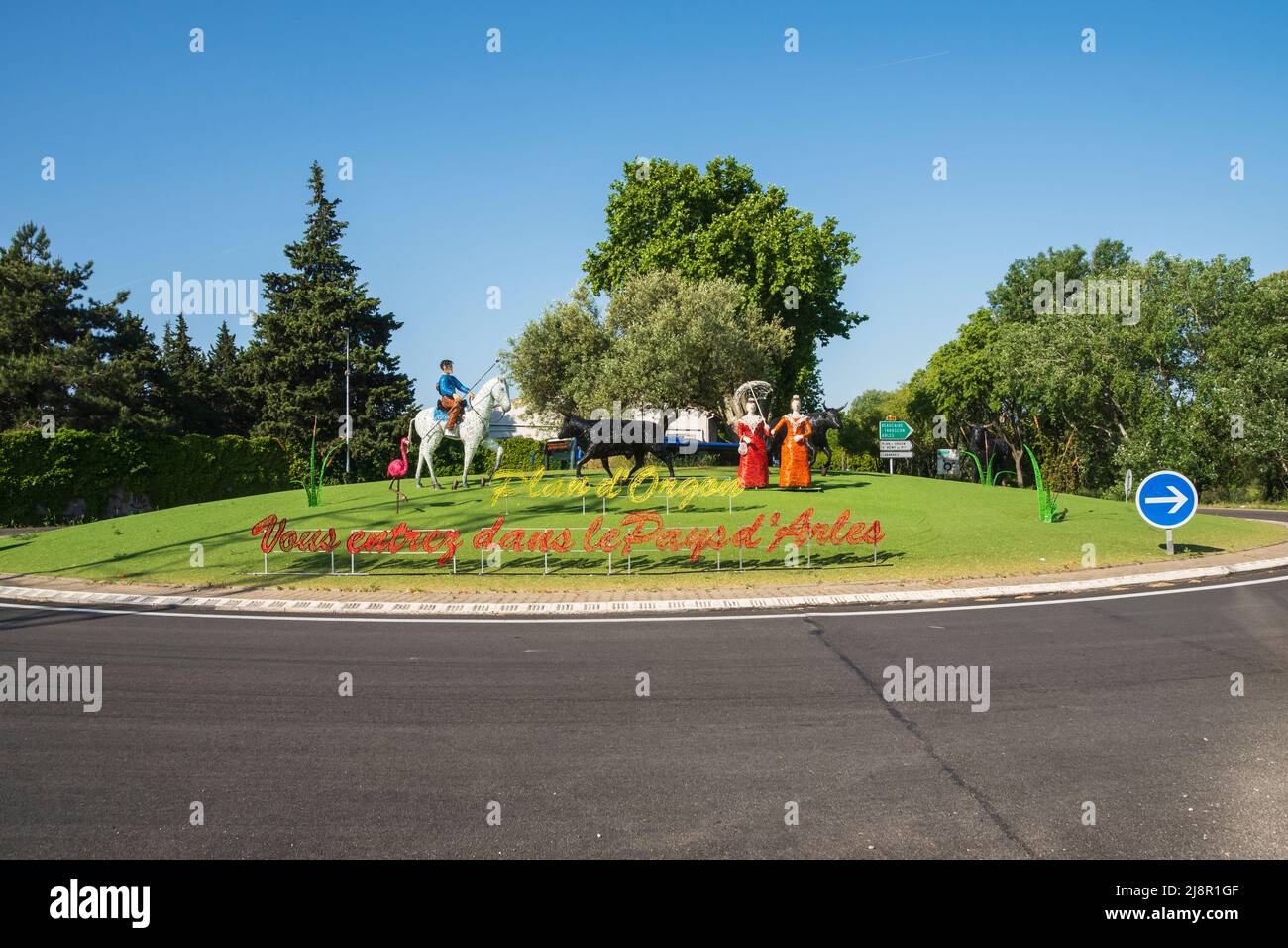 Traffic roundabout in France with artworks Stock Photo Alamy