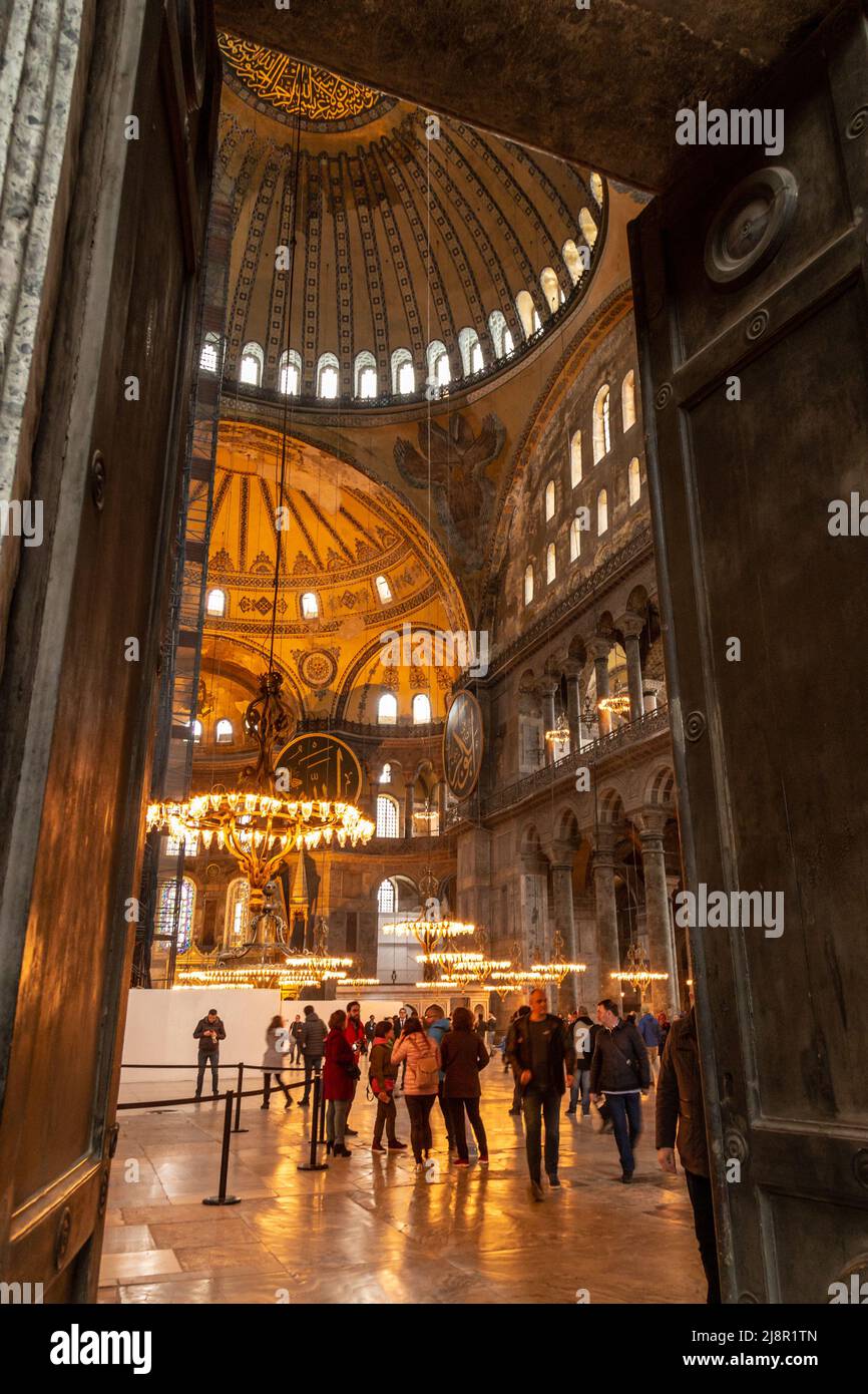Istanbul, Turkey, March 21 2019: Interior of the Hagia Sophia, Ayasofya. It is former Greek Orthodox Christian patriarchal cathedral, later an Ottoman Stock Photo