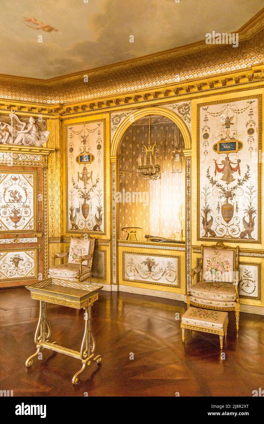 Fontainebleau, France, March 30, 2017: Fontainebleau Palace room interiors. Chateau was one of the main castles of French kings national museum and a Stock Photo