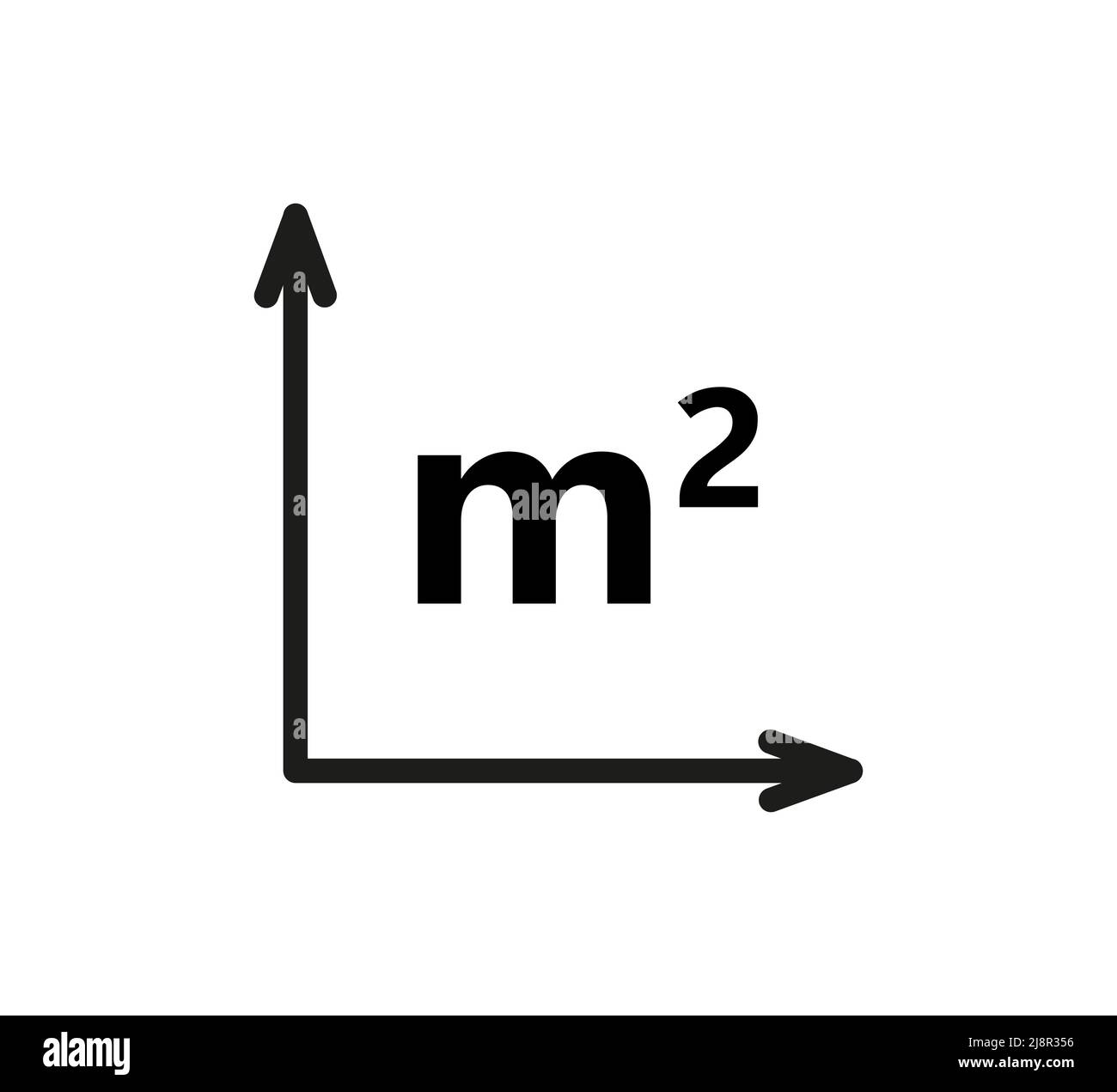 Square Meter icon. M2 sign. Flat area in square metres . Measuring land area icon. Place dimension pictogram. Vector outline illustration isolated on Stock Vector