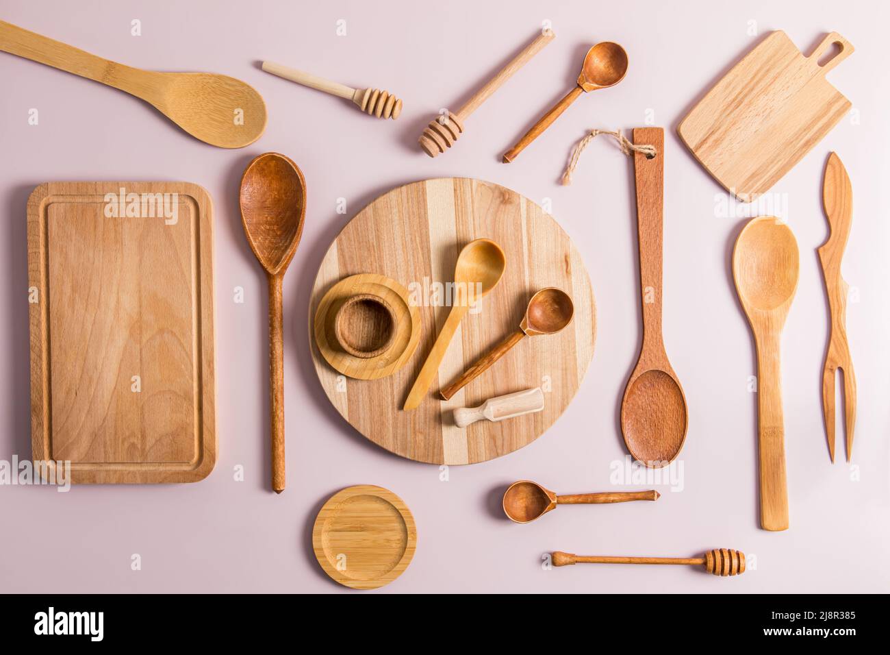 environmentally friendly items of modern kitchen utensils on a