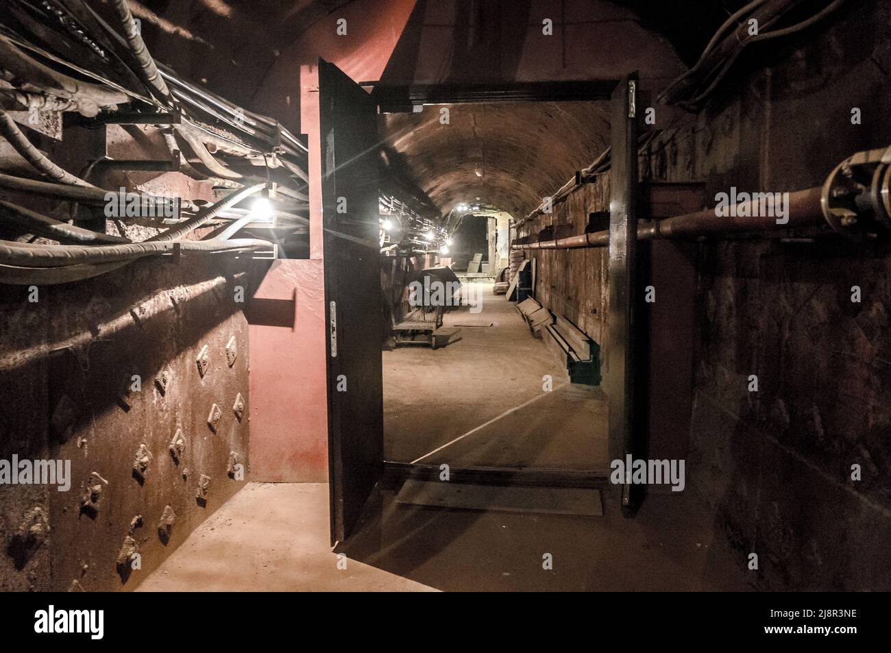 Moscow, Russia - October 25, 2017: Tunnel at Bunker-42, anti-nuclear underground facility built in 1956 as command post of strategic nuclear forces of Stock Photo