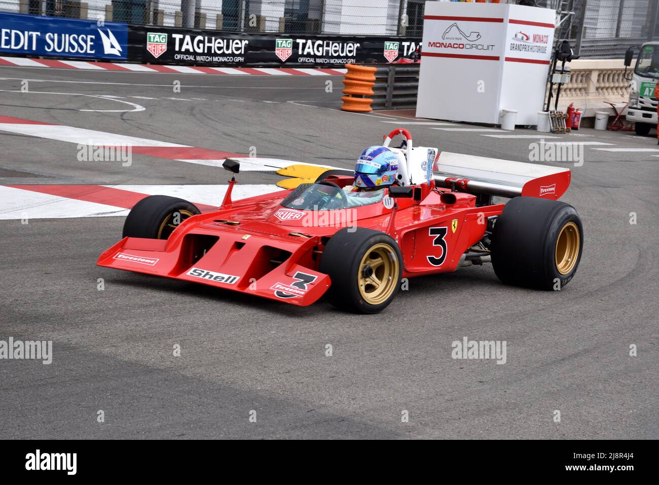 Historic monaco grand prix 2022 - saturday qualifying and sunday race - Ferrari 312B3 prototype 'Spazzaneve', never raced Stock Photo