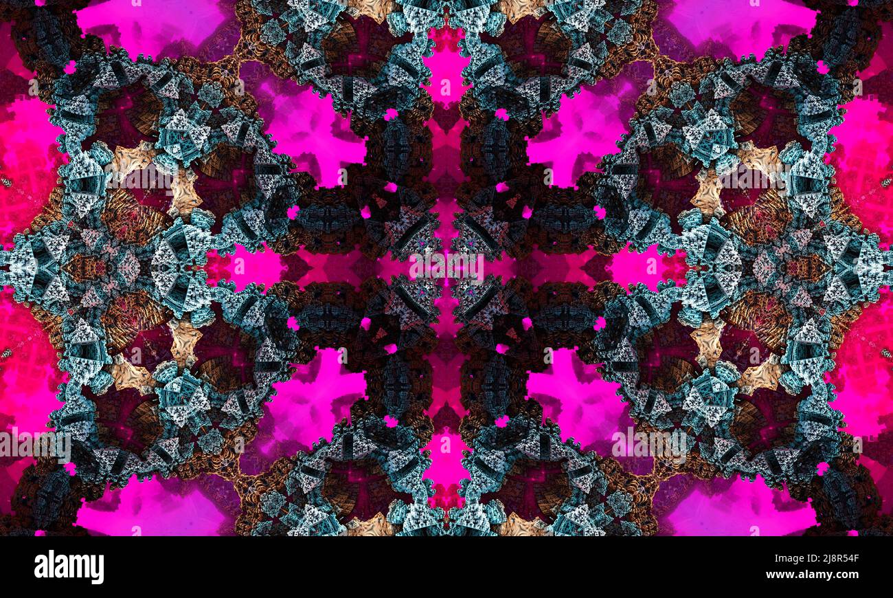 Magenta seamless pattern with cross. Purple kaleidoscope Stock Photo