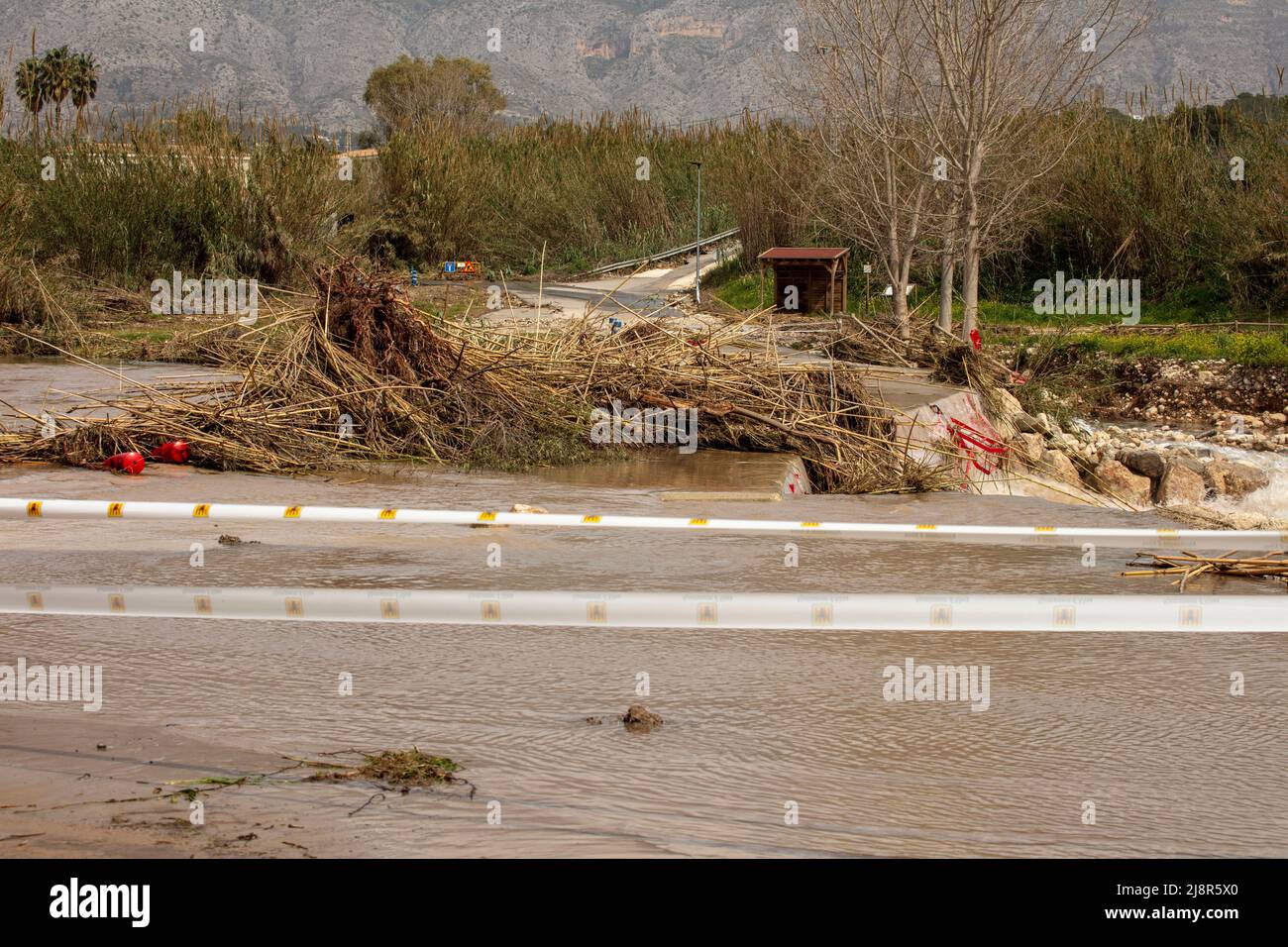 Flooding of the Algar river walk at Altea, Costa Brava. Mud and ...