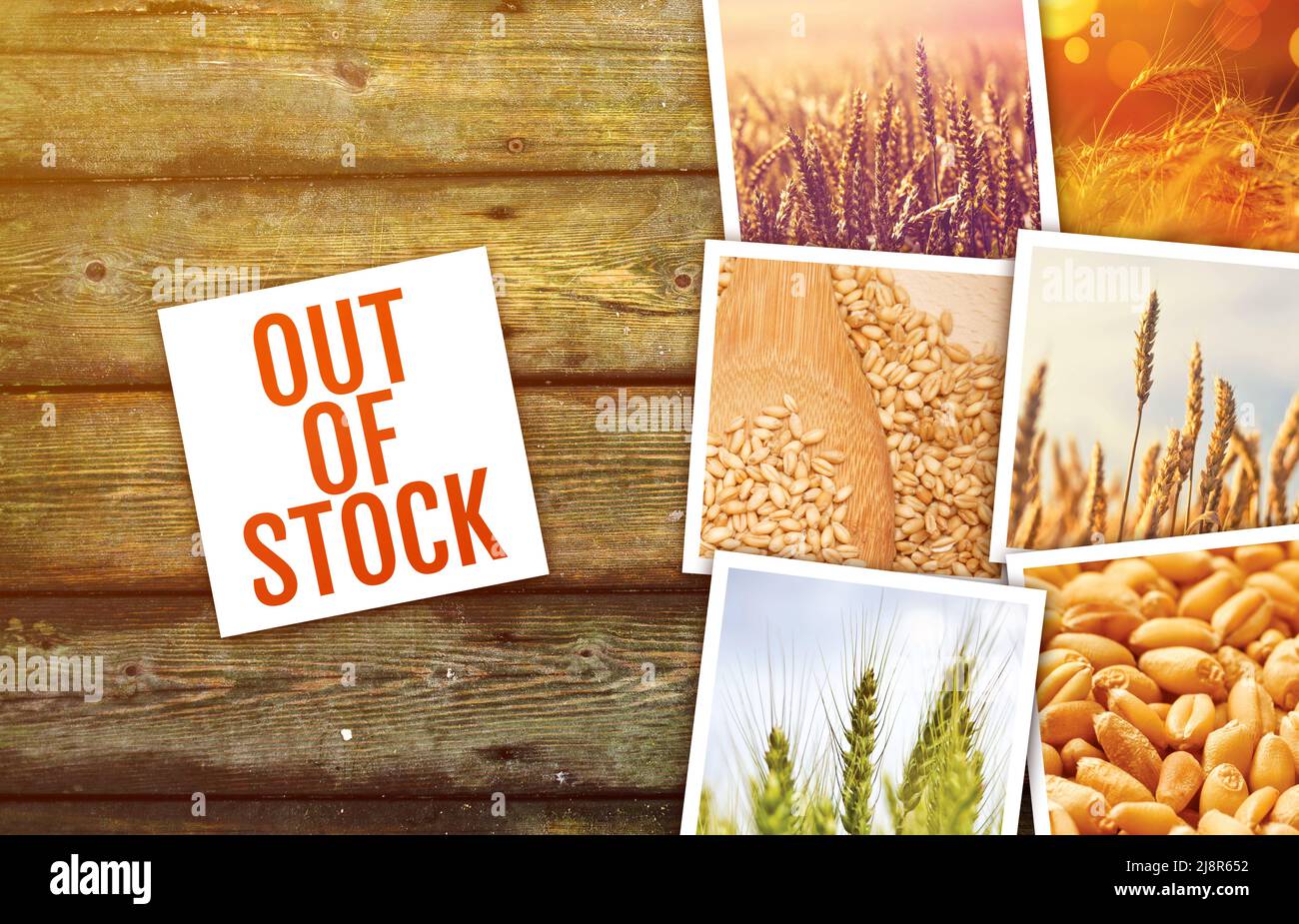 Wheat commodity out of stock concept with picture collage Stock Photo