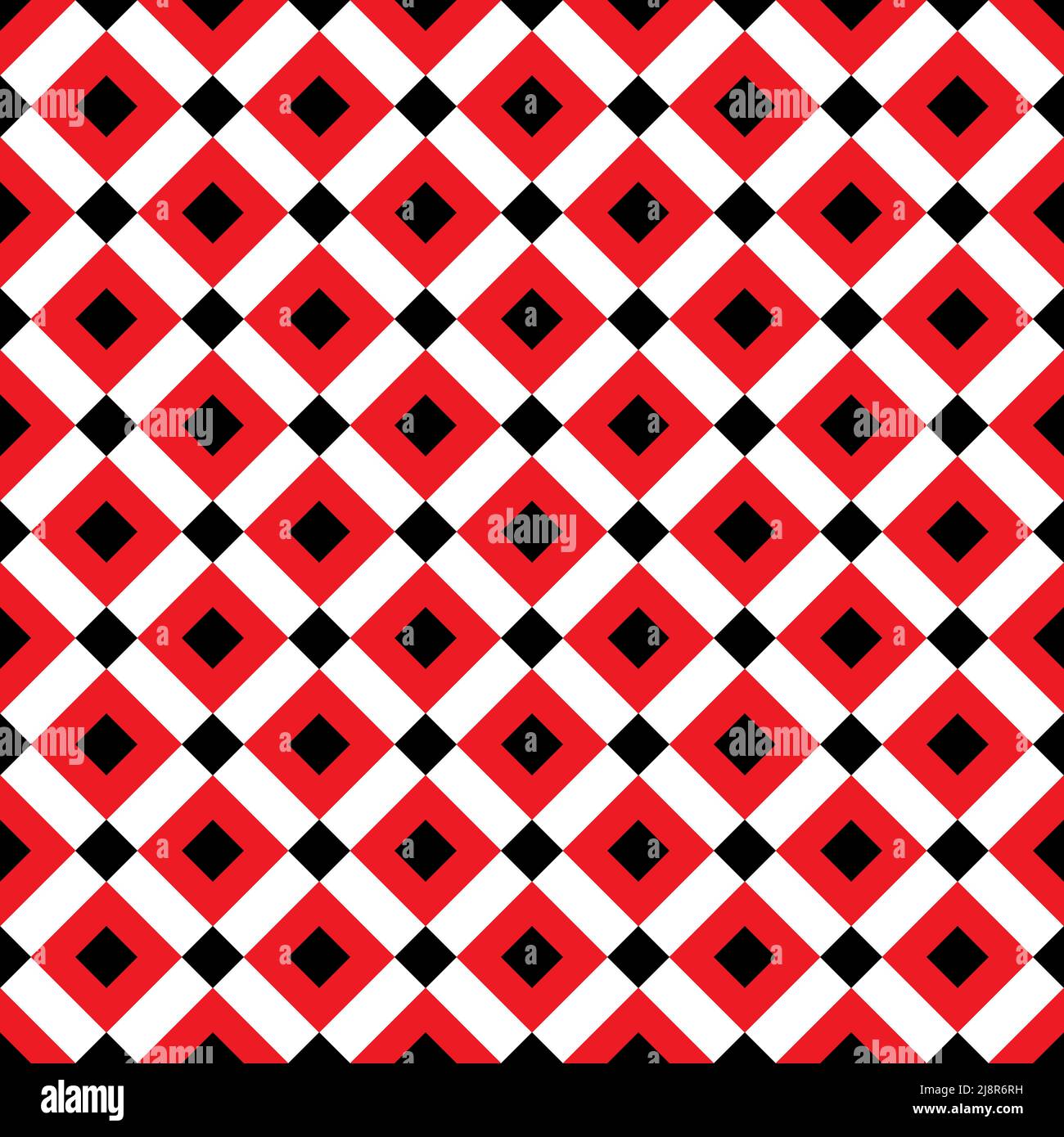 Seamless vector luxury red and black squares repeatable grid texture, vintage rectangle mesh pattern. Stock Vector