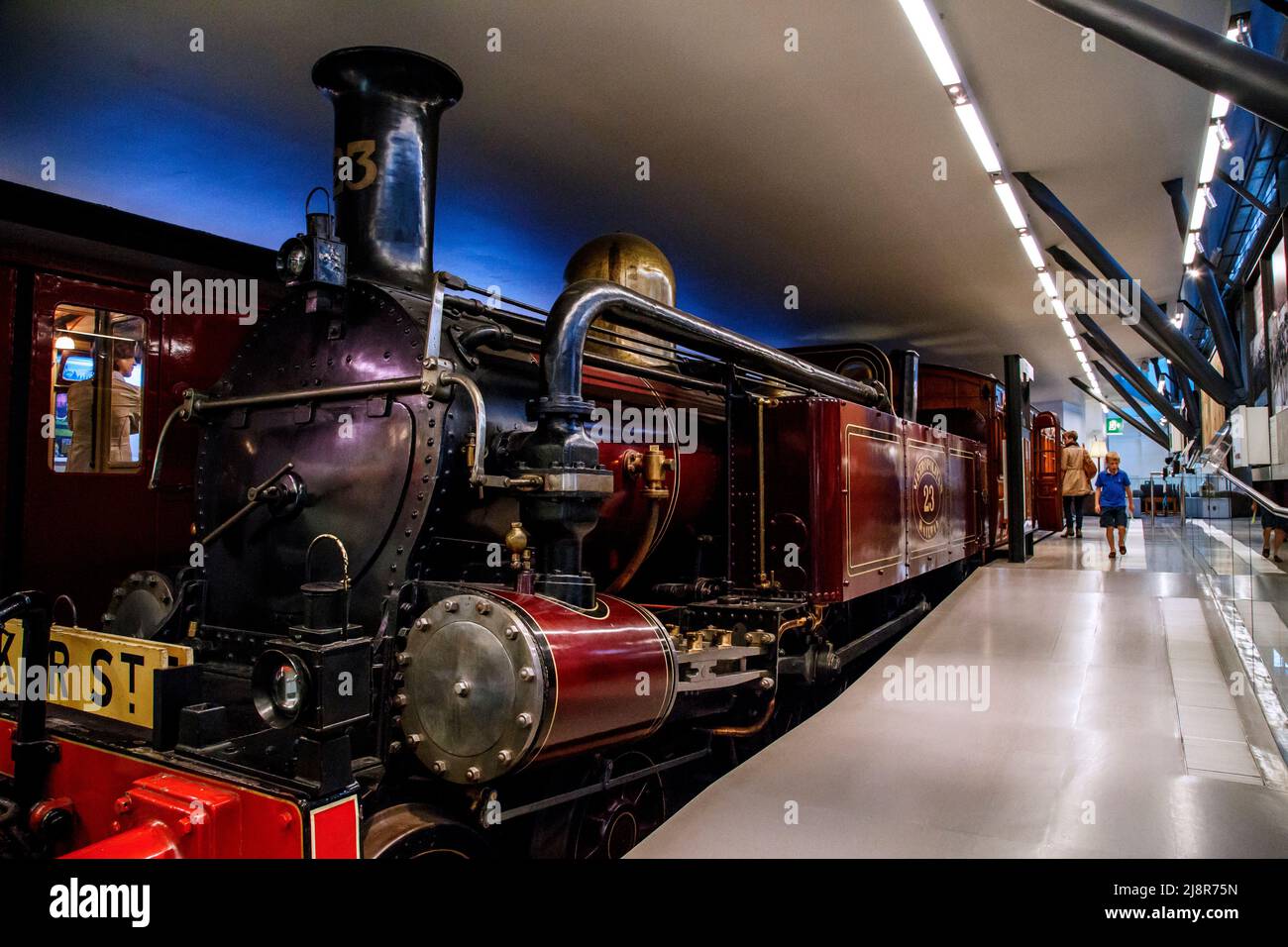 LONDON, GREAT BRITAIN - MAY 23, 2014: This is an exhibition of the London Transport Museum - first underground train. Stock Photo