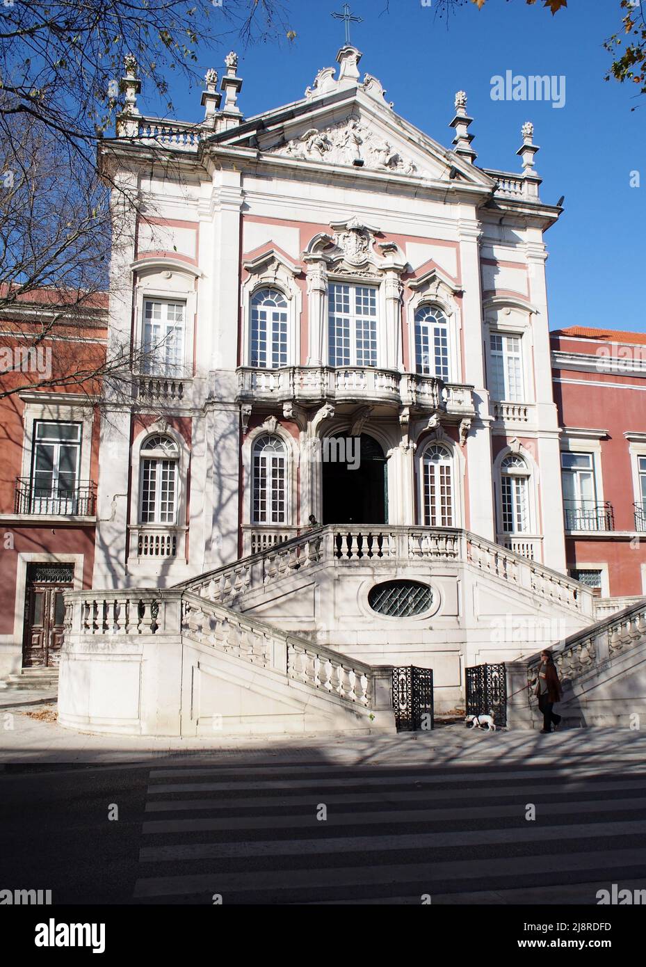 Bemposta Palace, aka Queen’s Palace, neoclassical palace  built in 17th and 18th centuries, currently houses Military Academy, Lisbon, Portugal Stock Photo