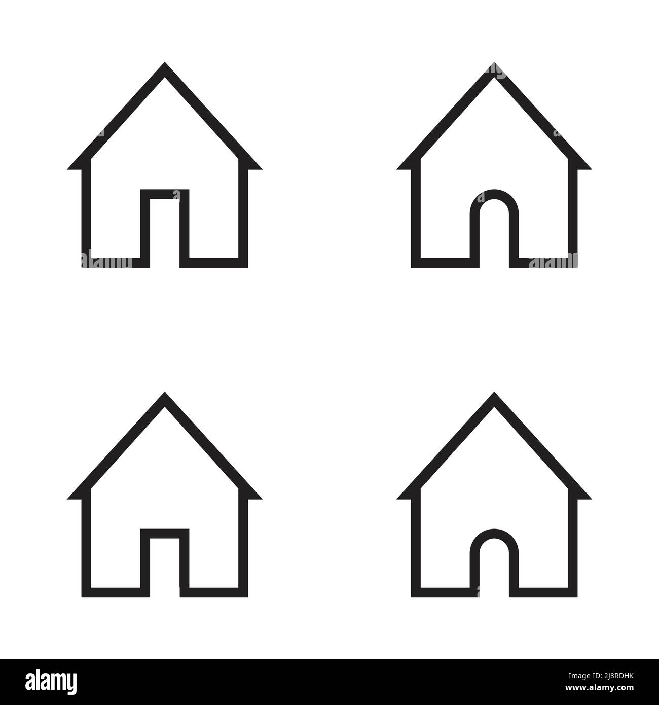 Home Roof House Door Round Door Icons Stock Vector Image Art Alamy