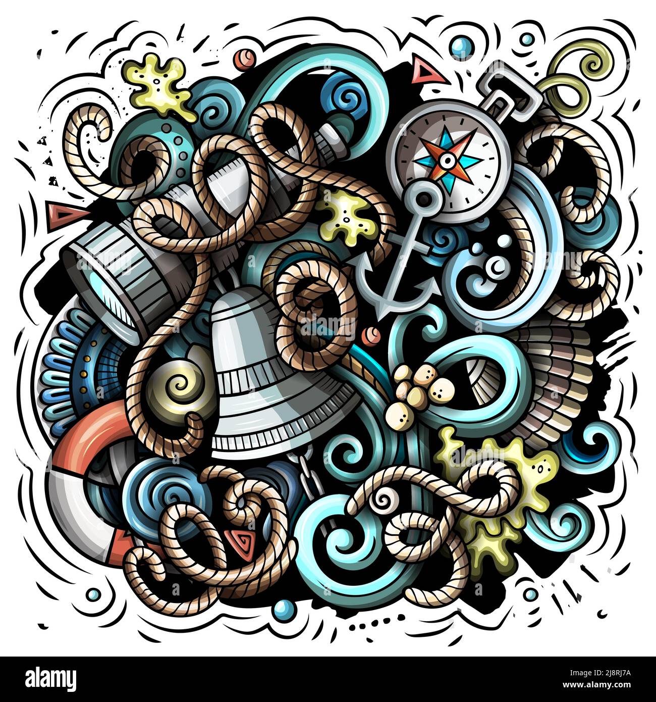 Nautical cartoon vector illustration Stock Vector Image & Art - Alamy