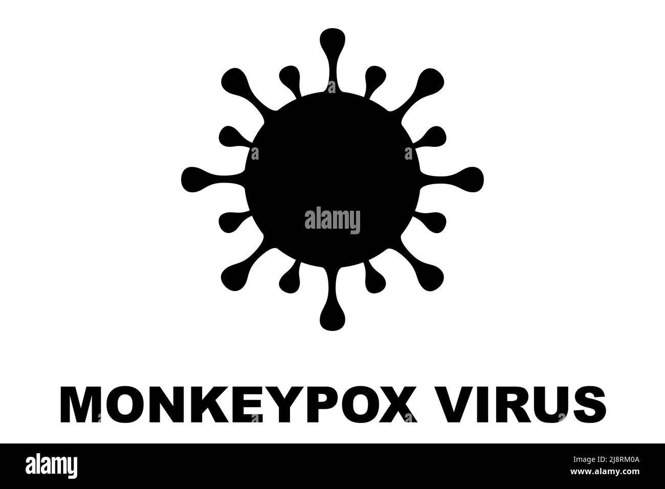 MONKEYPOX VIRUS. Monkeypox is a zoonotic viral disease that can infect nonhuman primates, rodents, and some other mammals. Virus design with text. Stock Photo
