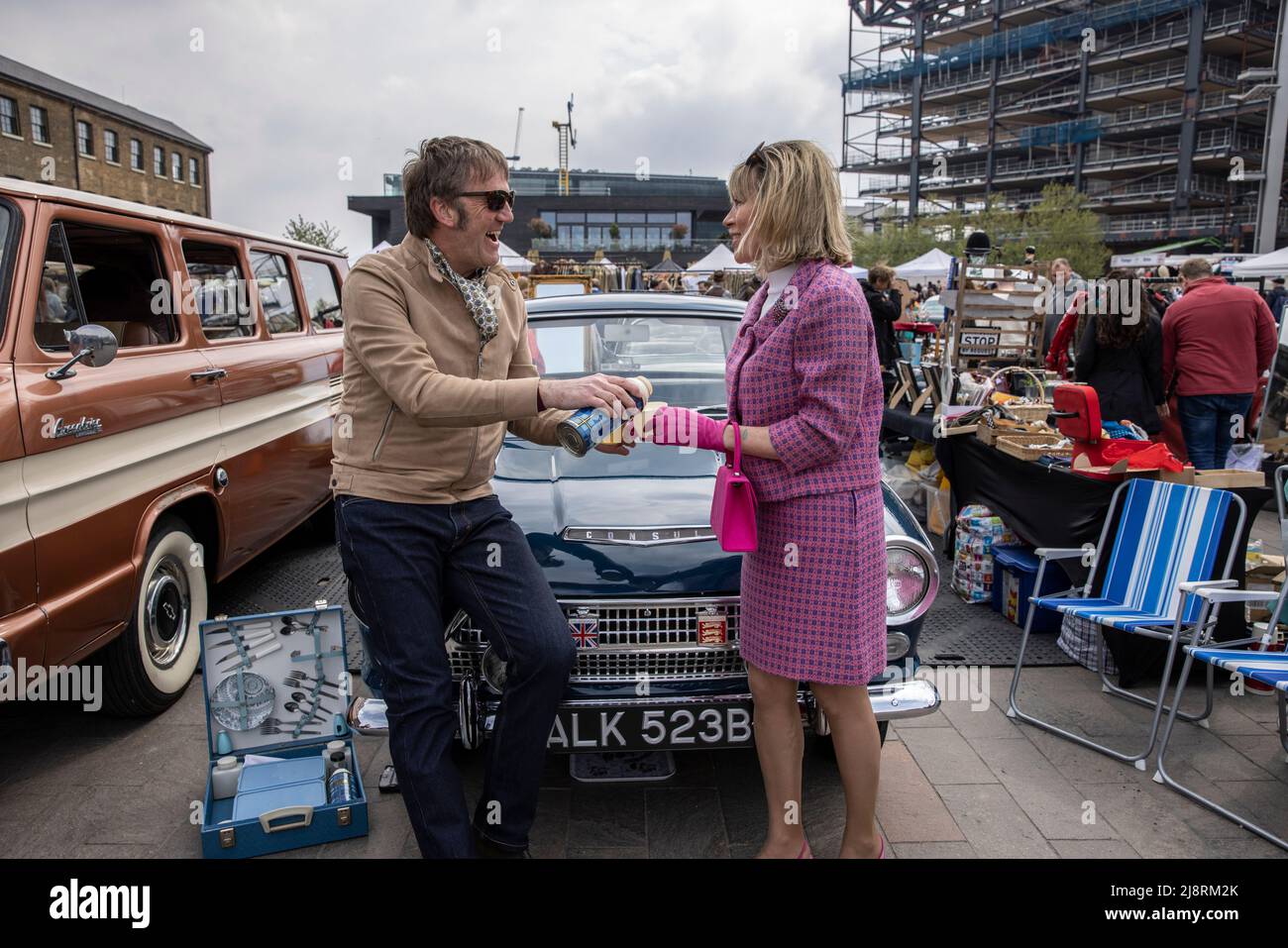 Classic Car Boot Sale, Granary Square, London, England, UK Stock Photo