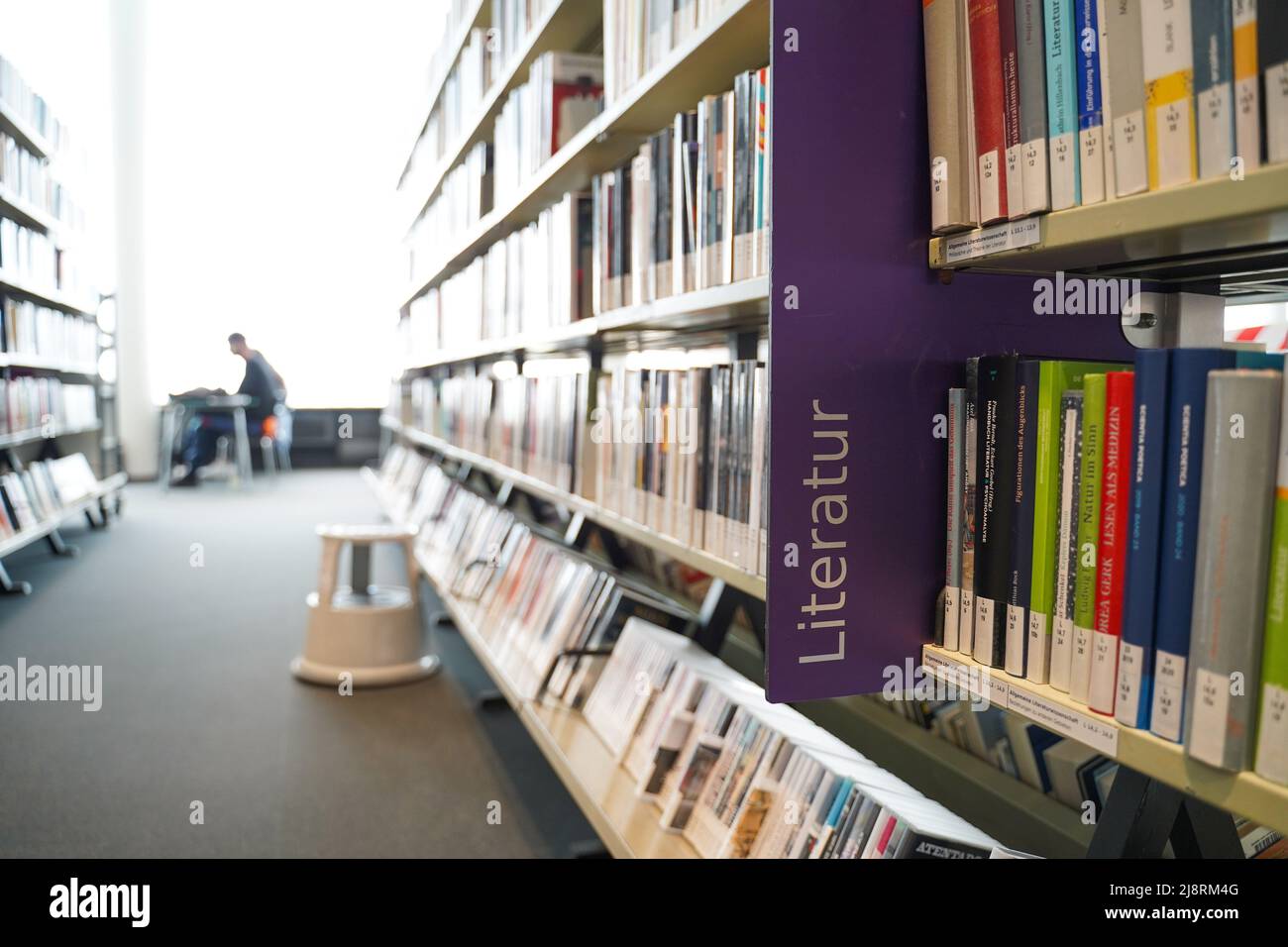 Berlin, Germany. 18th May, 2022. View of the America Memorial Library (AGB) of the Central and Regional Library Berlin (ZLB) at Blücherplatz. A new temporary building is to be constructed behind the building to relieve the totally overloaded library a little. Credit: Joerg Carstensen/dpa/Alamy Live News Stock Photo