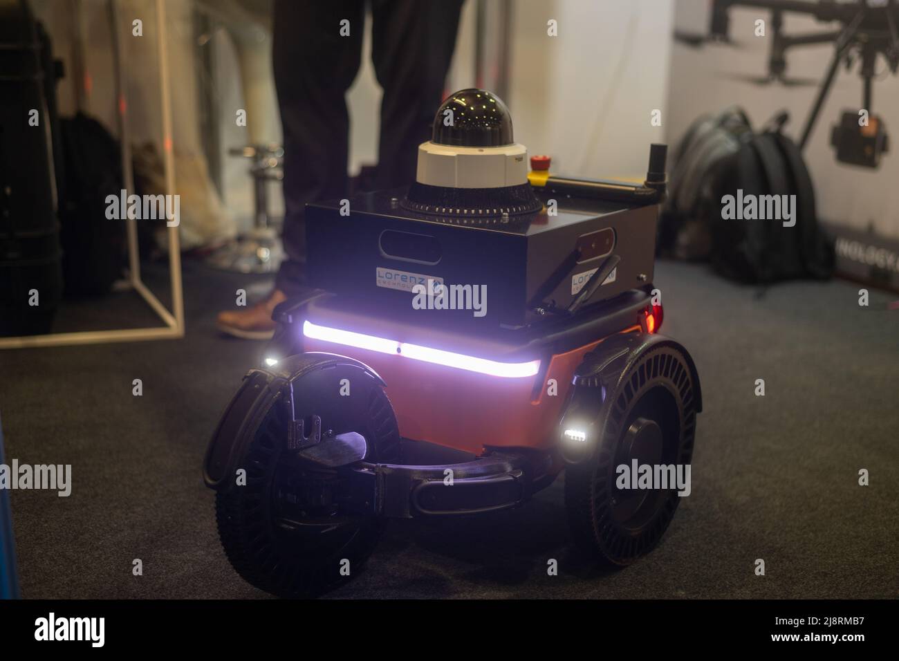 London, UK. 18th May, 2022. IFSEC International security conference at the Excel Centre London A mobile surveillance robot Credit: Ian Davidson/Alamy Live News Stock Photo