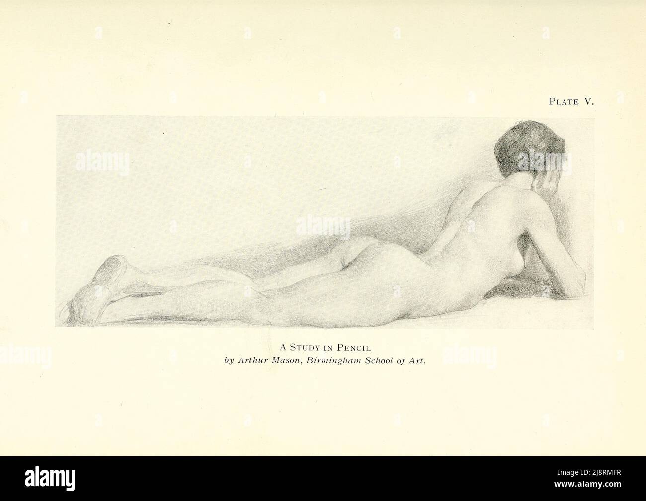 A Study in Pencil by Arthur Mason, Birniinghain School of Art Study of the female figure from the book ' Studies of the human figure : with some notes on drawing and anatomy ' by George Montague Ellwood, and Francis Rowland Yerbury,  Publication date 1918 Publisher London : B.T. Batsford Stock Photo