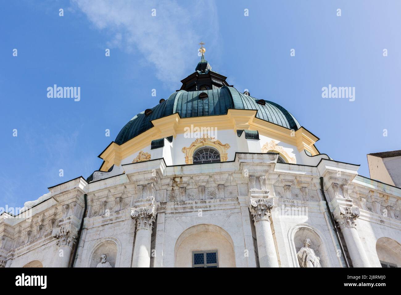 Ettal, Germany - Feb 26, 2021: View up towards the main dome of the Ettal abbey basilica. Stock Photo