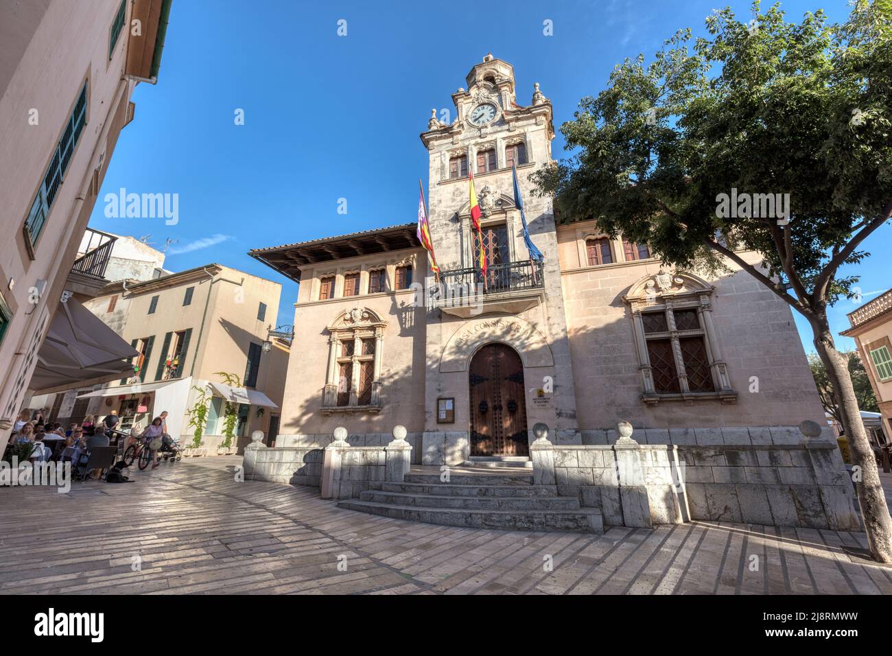 Alcudia Town Hall (Ajuntamiento de Alcudia) in Carrer Major Old Town Alcudia, Mallorca, Spain Stock Photo