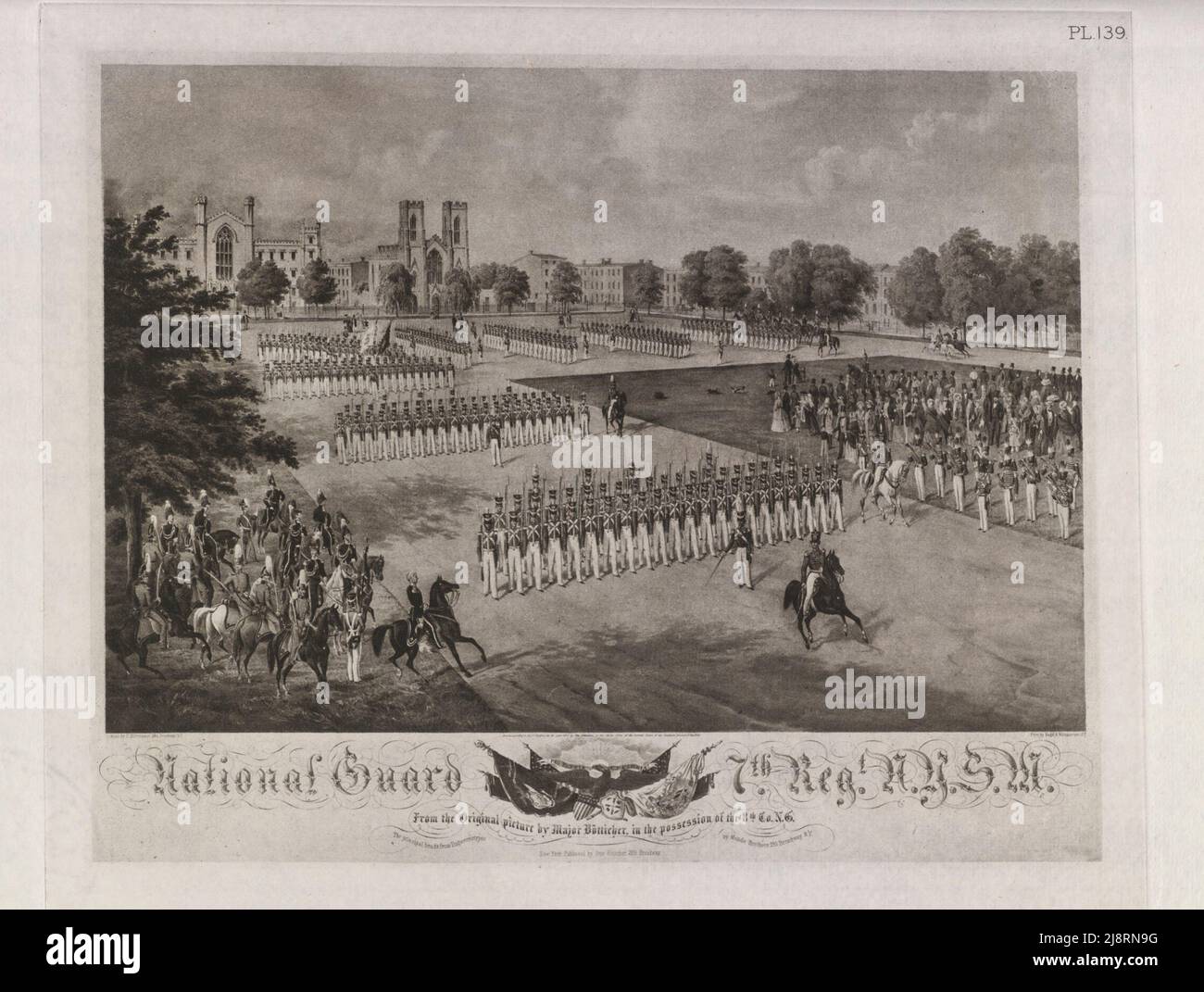 National Guard 7th Regiment N.Y.S.M The iconography of Manhattan Island, 1498-1909 compiled from original sources and illustrated by photo-intaglio reproductions of important maps, plans, views, and documents in public and private collections - Volume 3 by Isaac Newton Phelps Stokes, Publisher New York : Robert H. Dodd 1918 Stock Photo