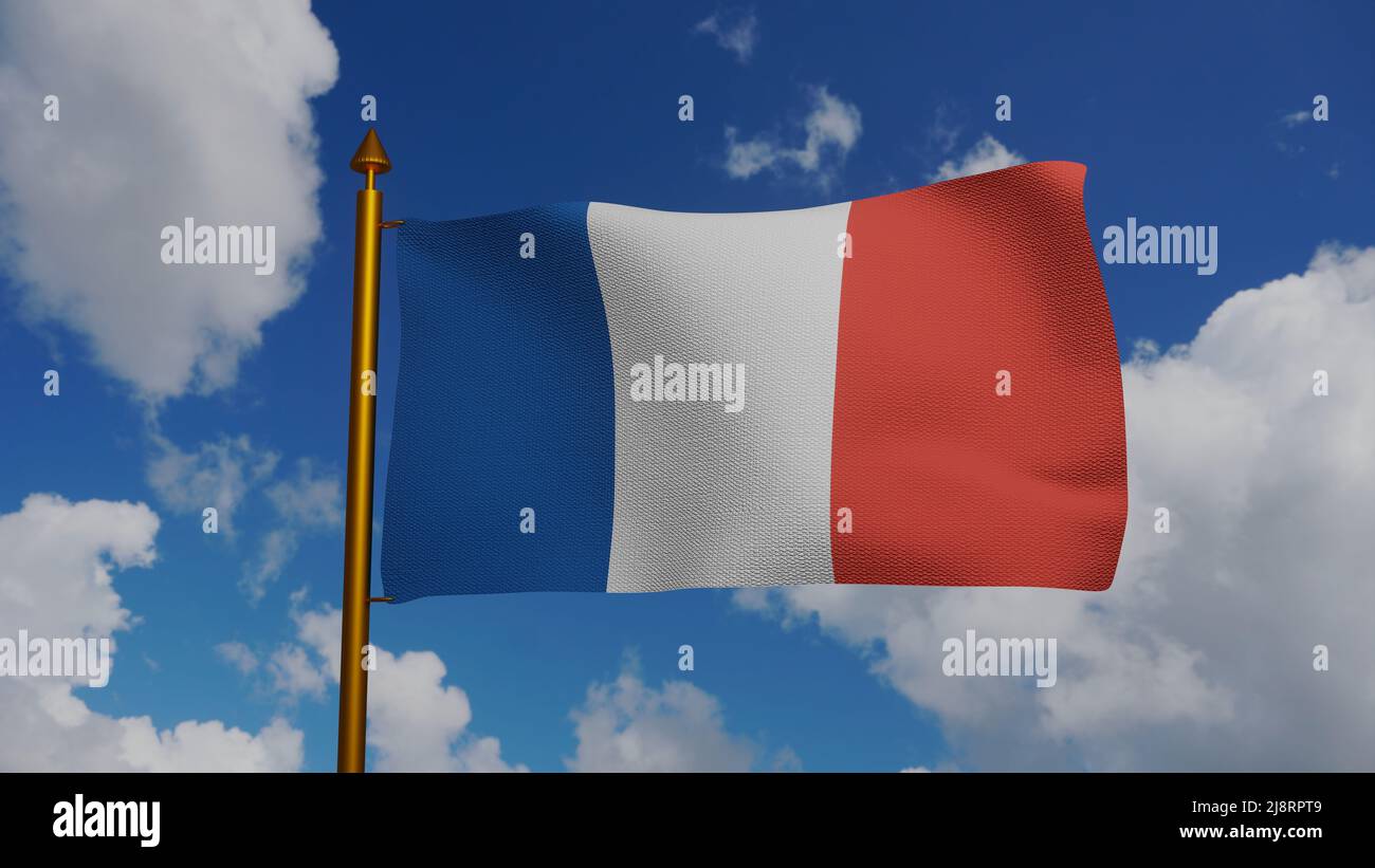 Waving flag of France country. Isolated french tricolor flag on