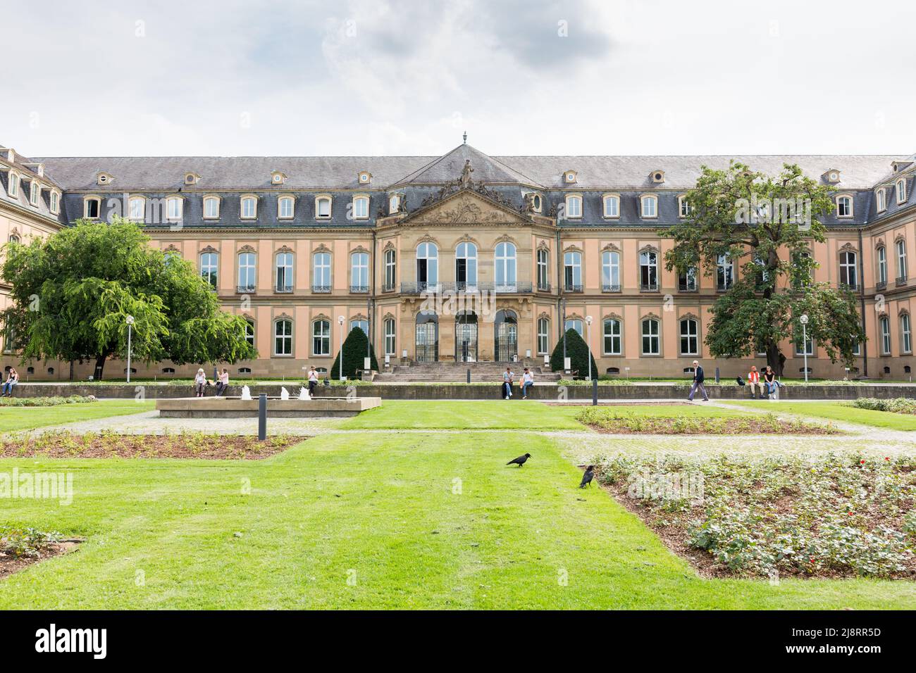 Stuttgart, Germany - Jul 27, 2021: View on the Neues Schloss  (new palace), captured from the Oberer Schlossgarten. Seat of the state government of Ba Stock Photo