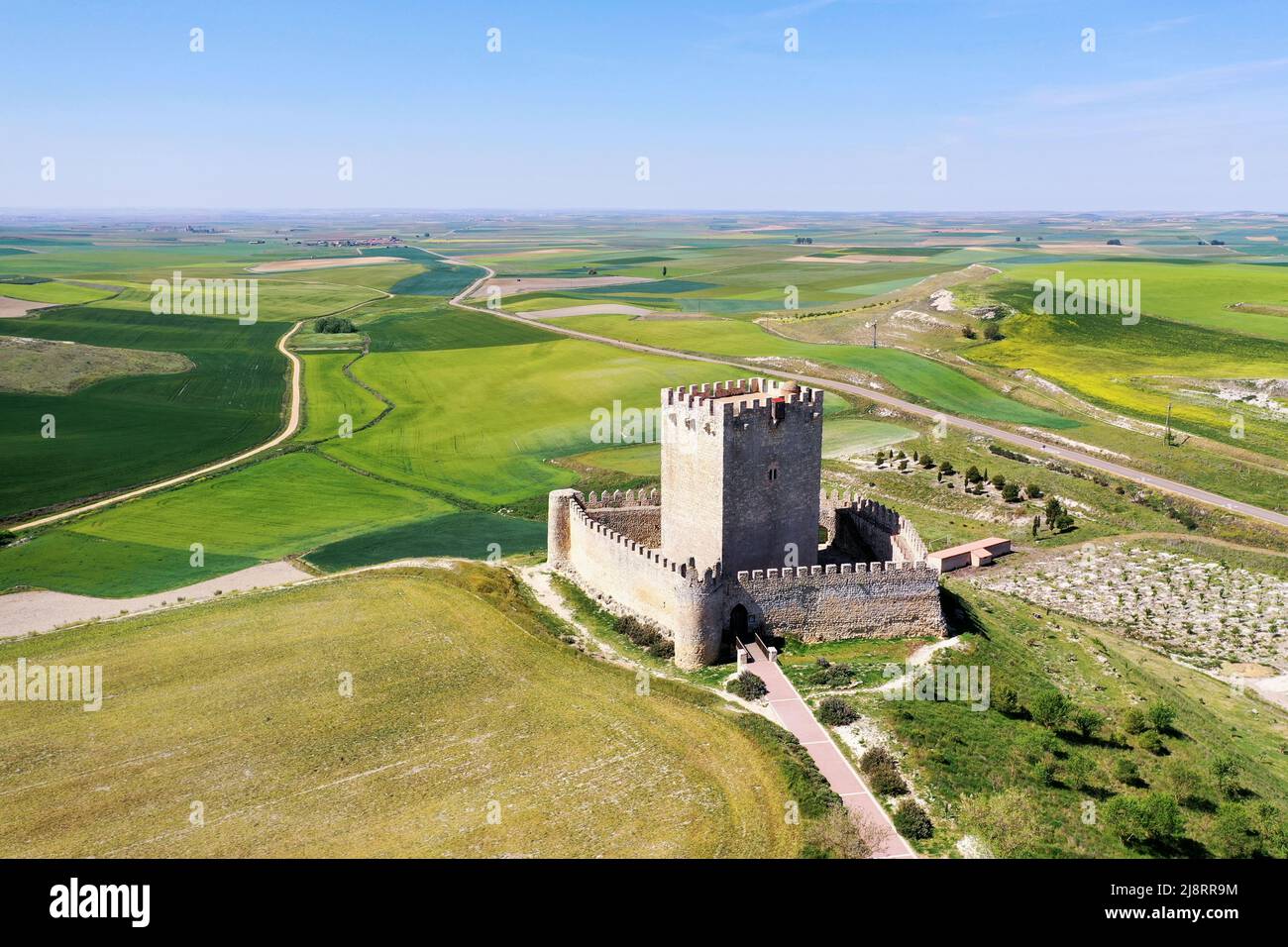 Aerial view of the castle of Tiedra, Valladolid Stock Photo