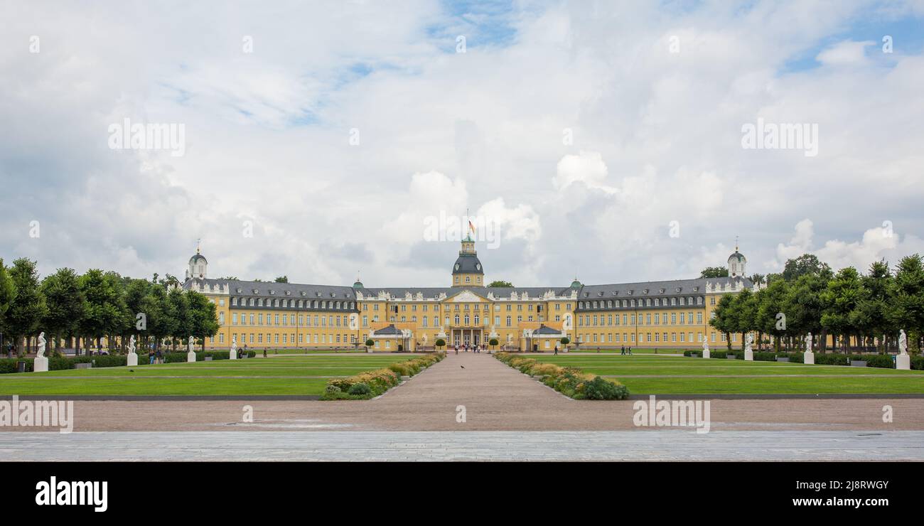 Karlsruhe, Germany - Aug 28, 2021: Panorama view on Karlsruhe Palace. Stock Photo