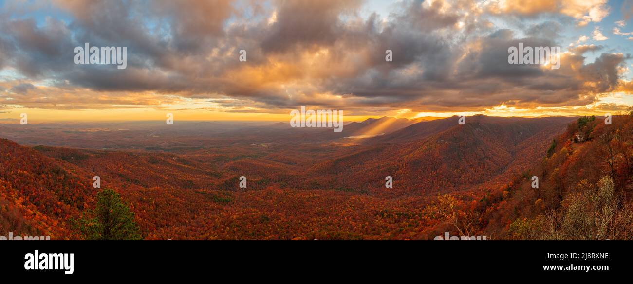 Table Rock State Park, South Carolina, USA at dusk in autumn. Stock Photo