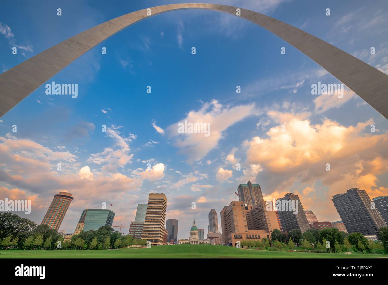 Downtown St. Louis, Missouri, USA viewed from below the arch. Stock Photo
