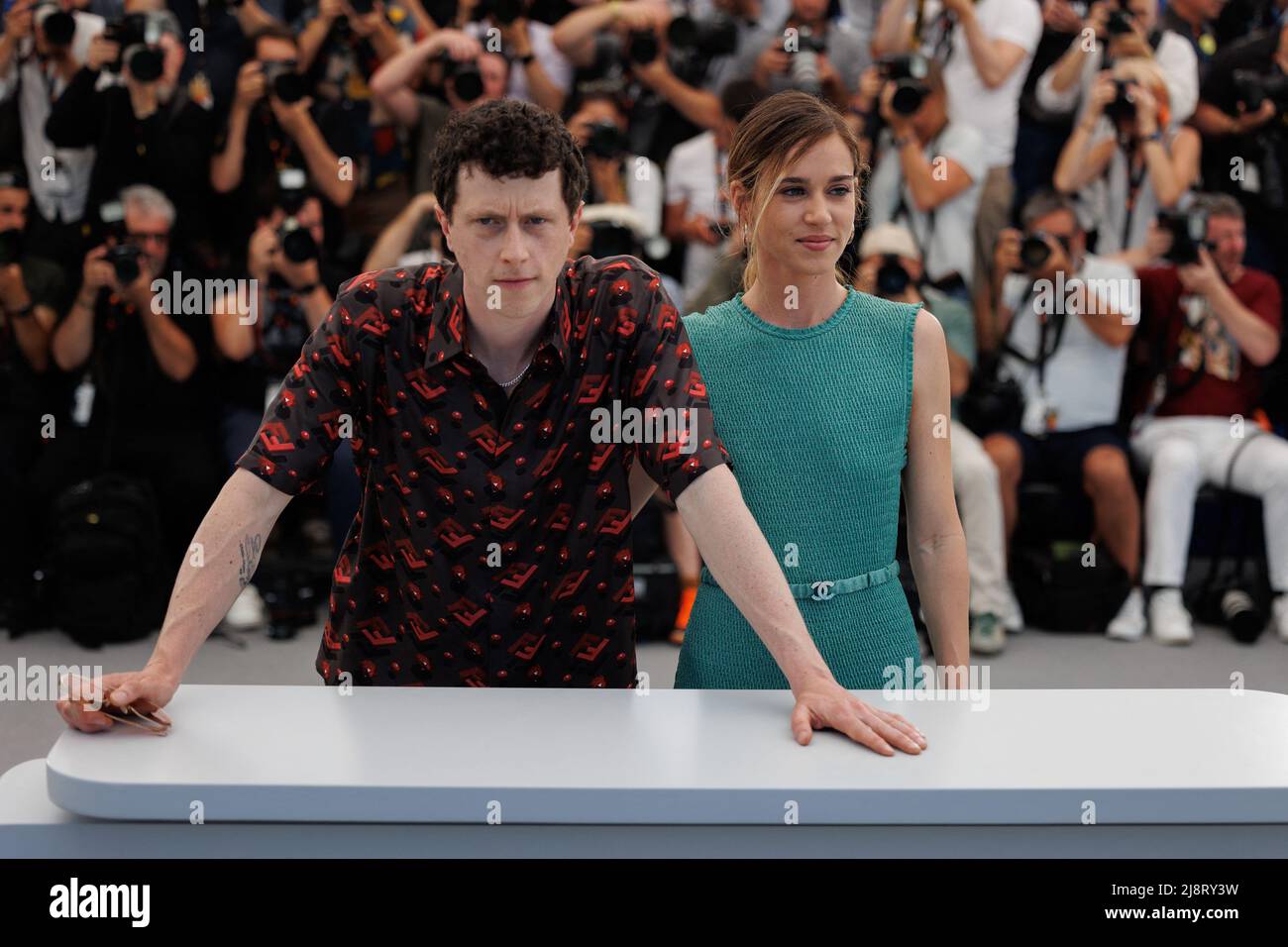 Cannes, France. 18th May, 2022. Matilda Anna Ingrid Lutz and Finnegan