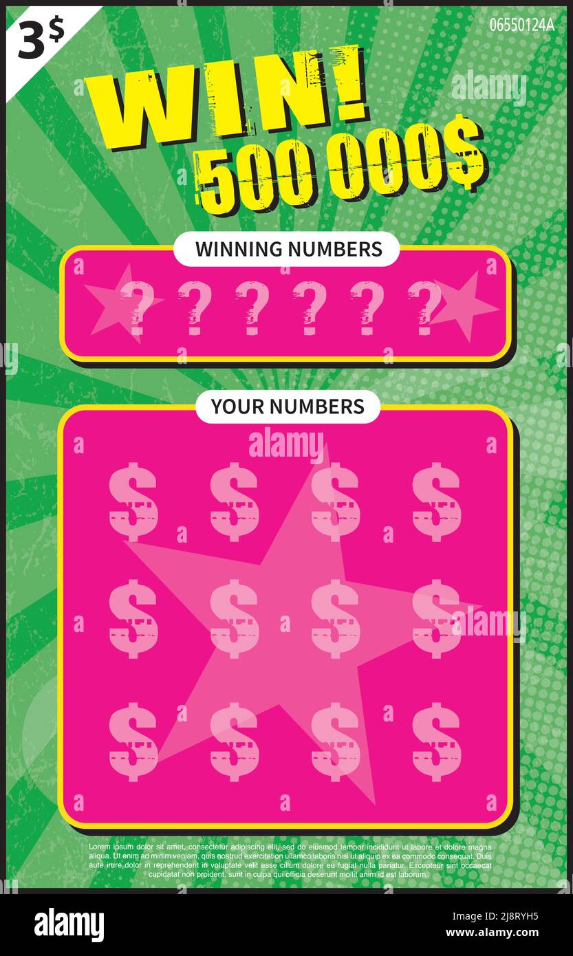 pink and green instant scratchoff lottery ticket design vector illustration Stock Vector