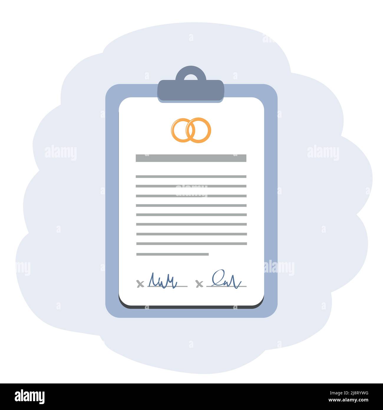 marriage contract info graphic with clip board Stock Vector