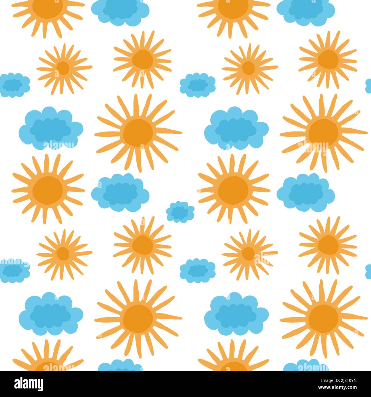 Pattern with colorful cloud and sun, clouds seamless pattern design, sun seamless pattern design, printable art with sun, clouds and sky. Sky seamless Stock Photo