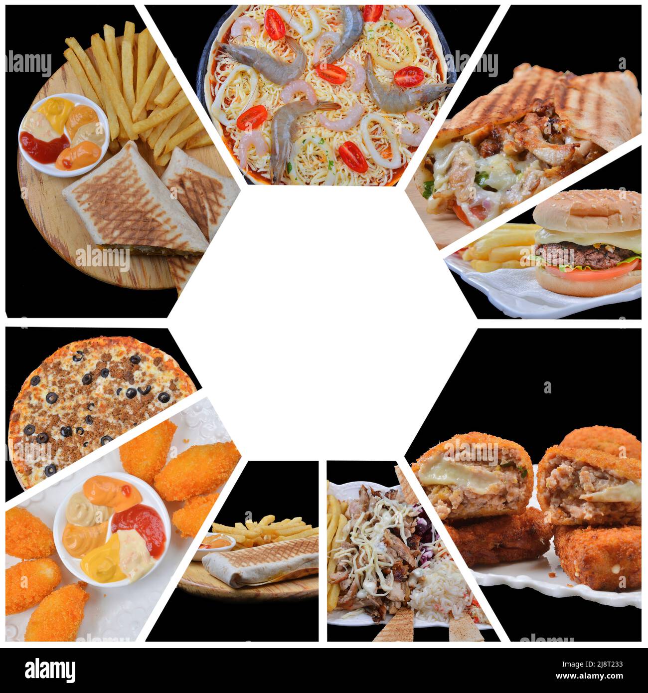 collage of various fast food products and drinks Stock Photo - Alamy