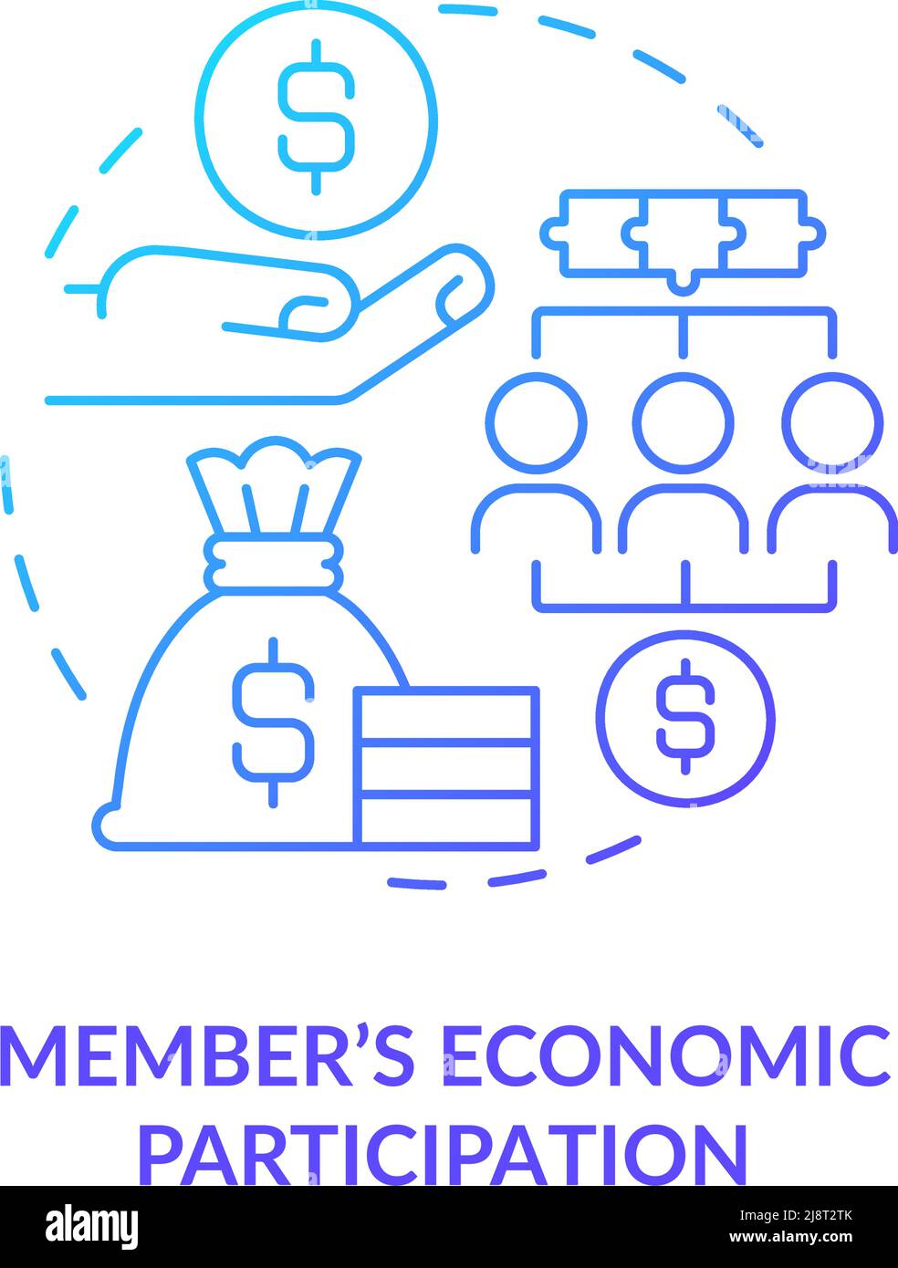 Member economic participation blue gradient concept icon Stock Vector
