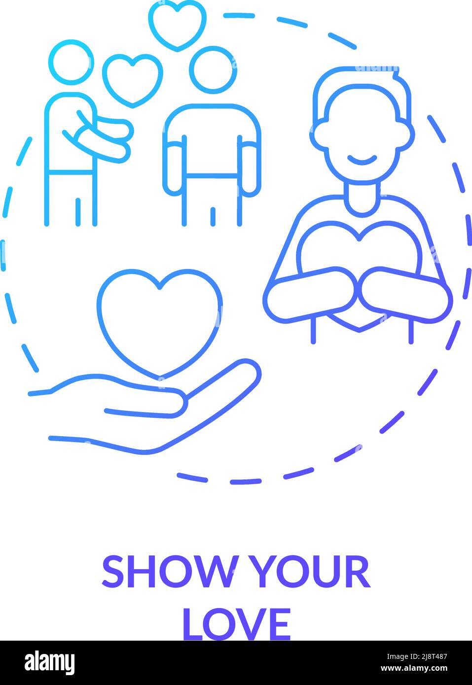 Show your love blue gradient concept icon Stock Vector