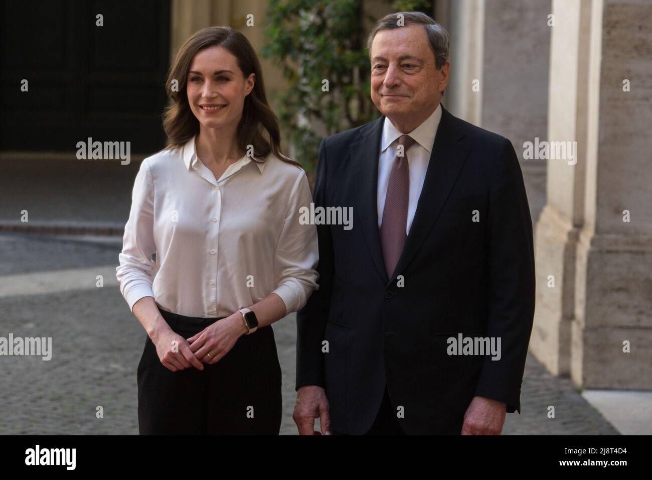 Rome, Italy. 18th May, 2022. The Italian Prime Minister Mario Draghi meets the Prime Minister of Finland Sanna Marin At Palazzo Chigi. Today, Finland, along with Sweden, has formally applied to join NATO, which Italy is already part of. Credit: LSF Photo/Alamy Live News Stock Photo